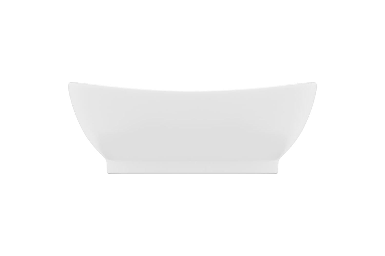 vidaXL 146932 Luxury Basin Overflow Oval Matt White 58.5x39cm Ceramic-3