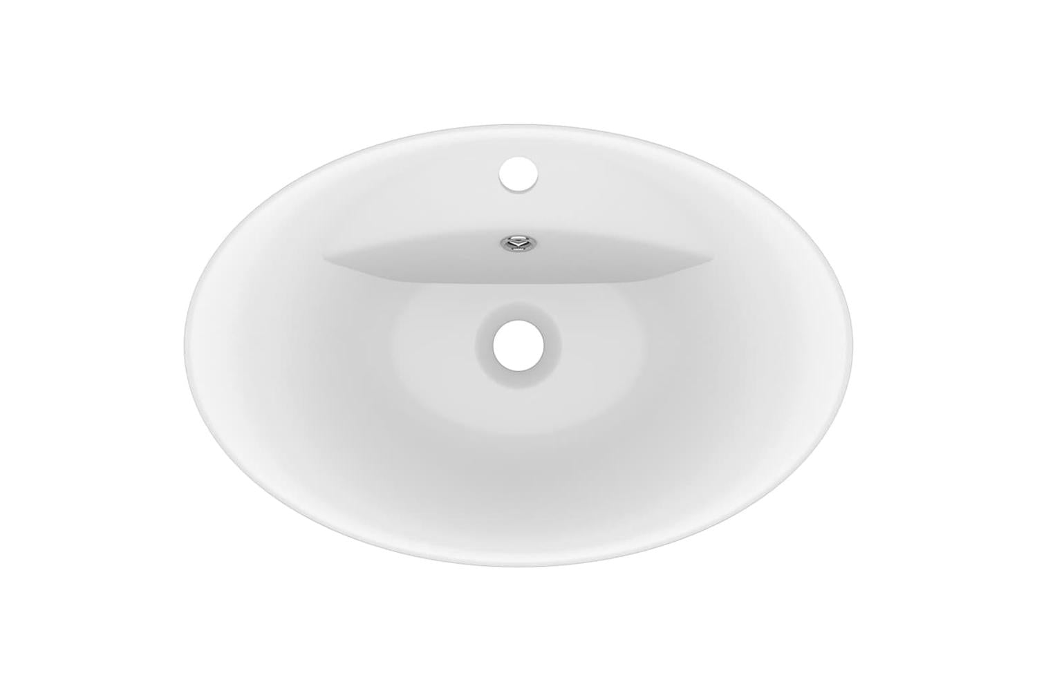 vidaXL 146932 Luxury Basin Overflow Oval Matt White 58.5x39cm Ceramic-4