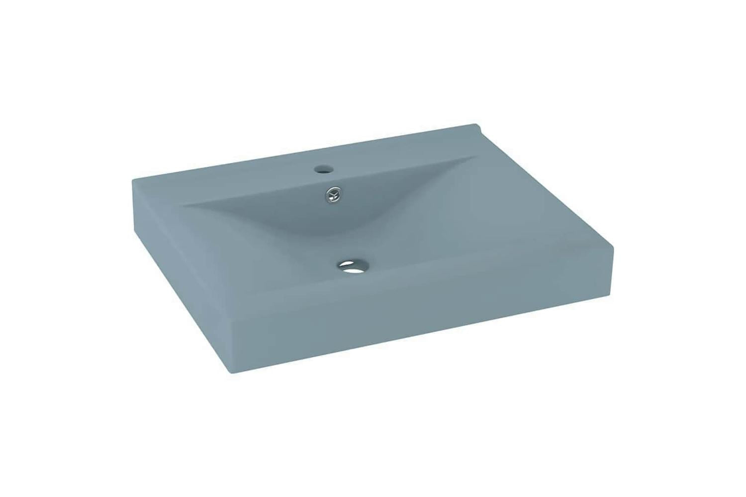 vidaXL 147022 Luxury Basin With Faucet Hole Matt Light Blue 60x46cm Ceramic-2