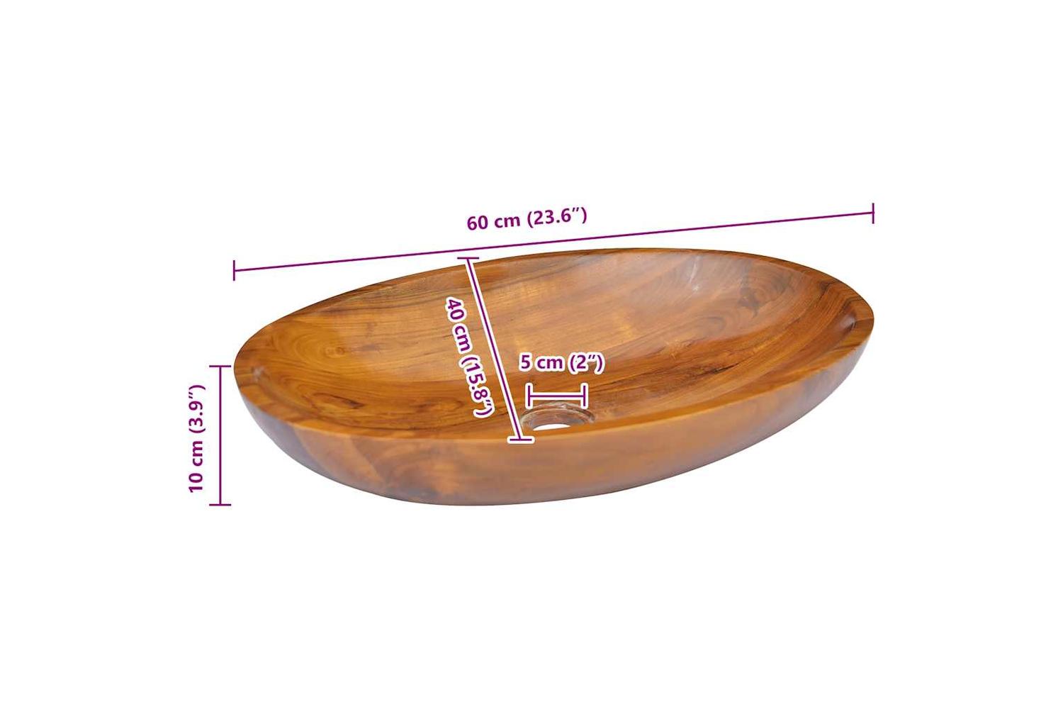 vidaXL 326162 Basin Solid Teak Wood 60x40x10cm-7