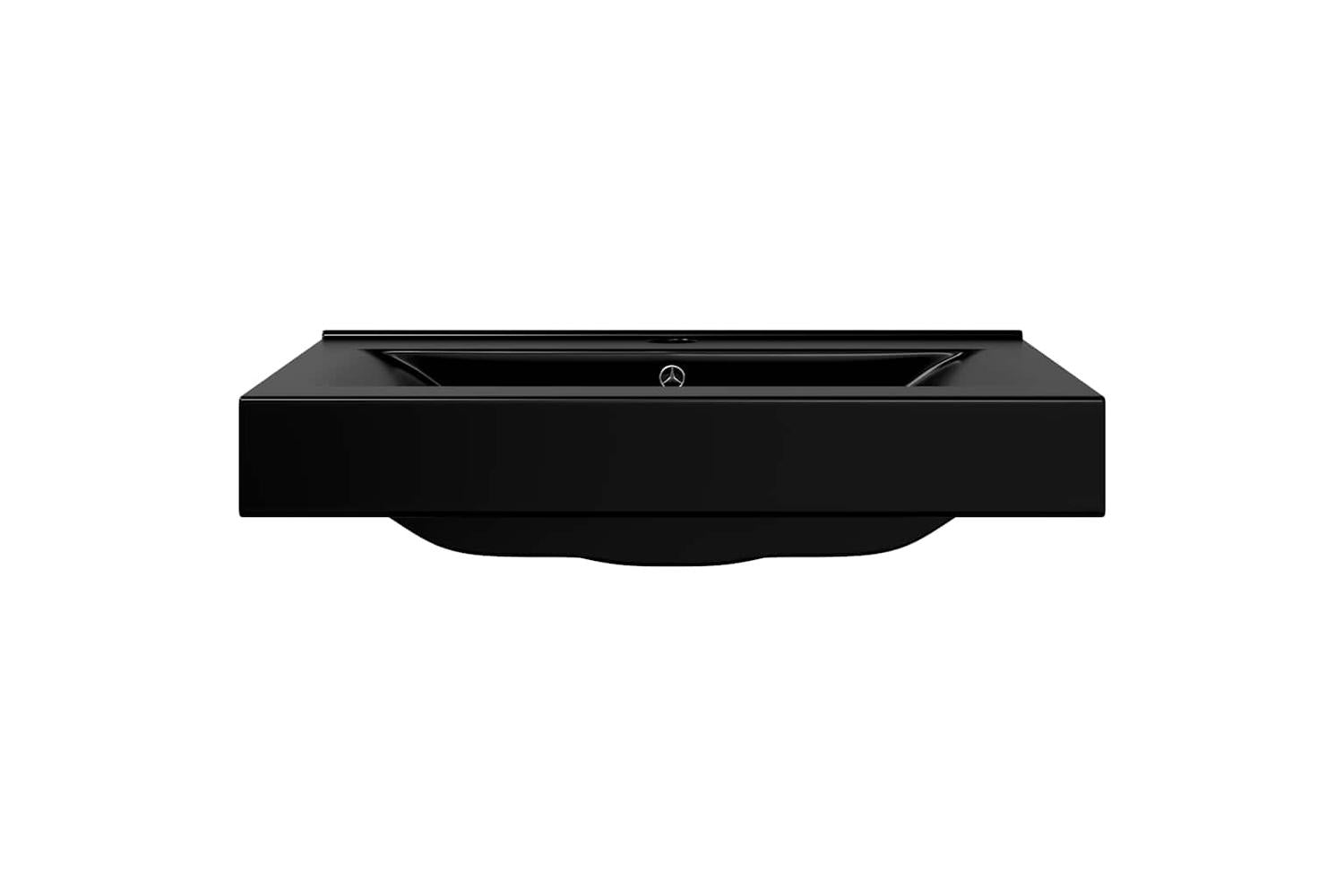 vidaXL 140687 Rectangular Ceramic Basin Black With Faucet Hole 60x46cm-3