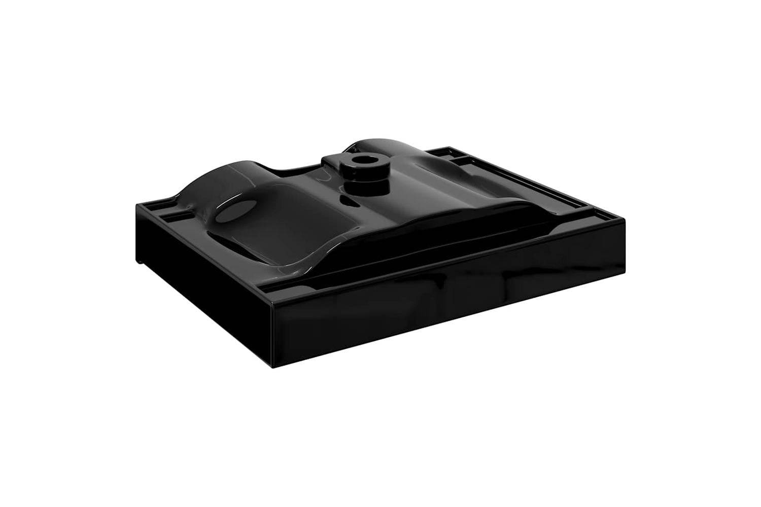 vidaXL 140687 Rectangular Ceramic Basin Black With Faucet Hole 60x46cm-4
