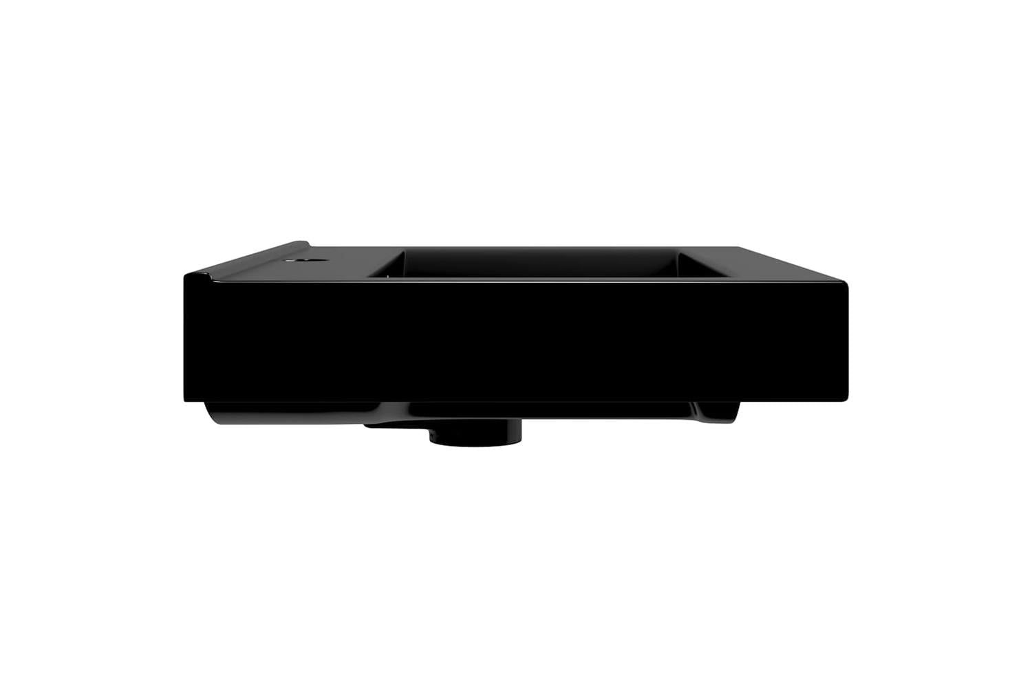 vidaXL 140687 Rectangular Ceramic Basin Black With Faucet Hole 60x46cm-5