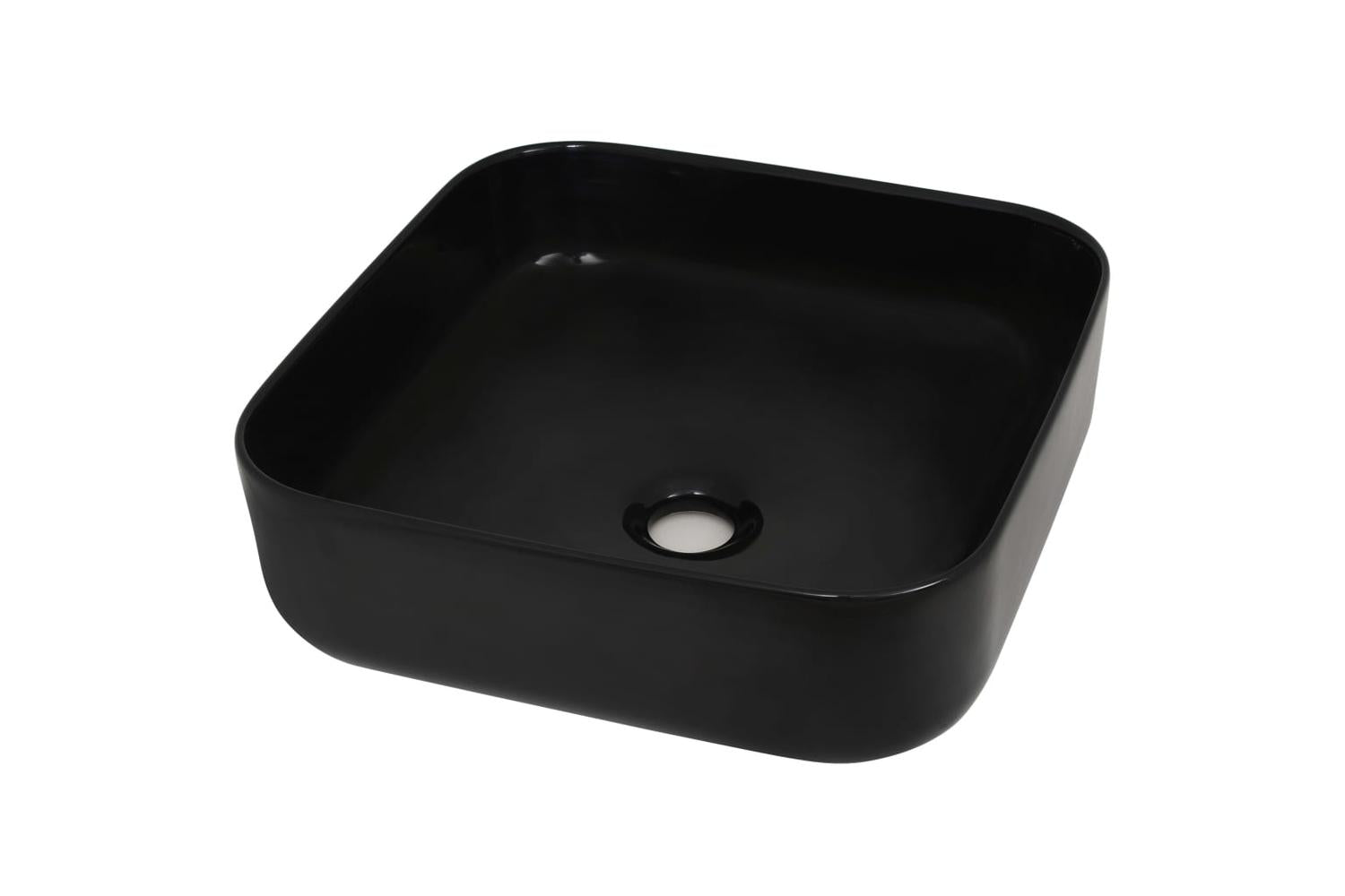 vidaXL 142733 Basin Ceramic Square Black 38x38x13.5cm