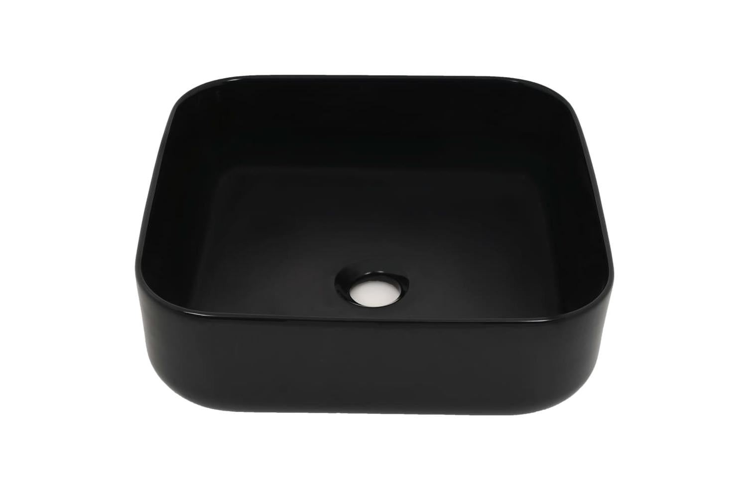 vidaXL 142733 Basin Ceramic Square Black 38x38x13.5cm-3