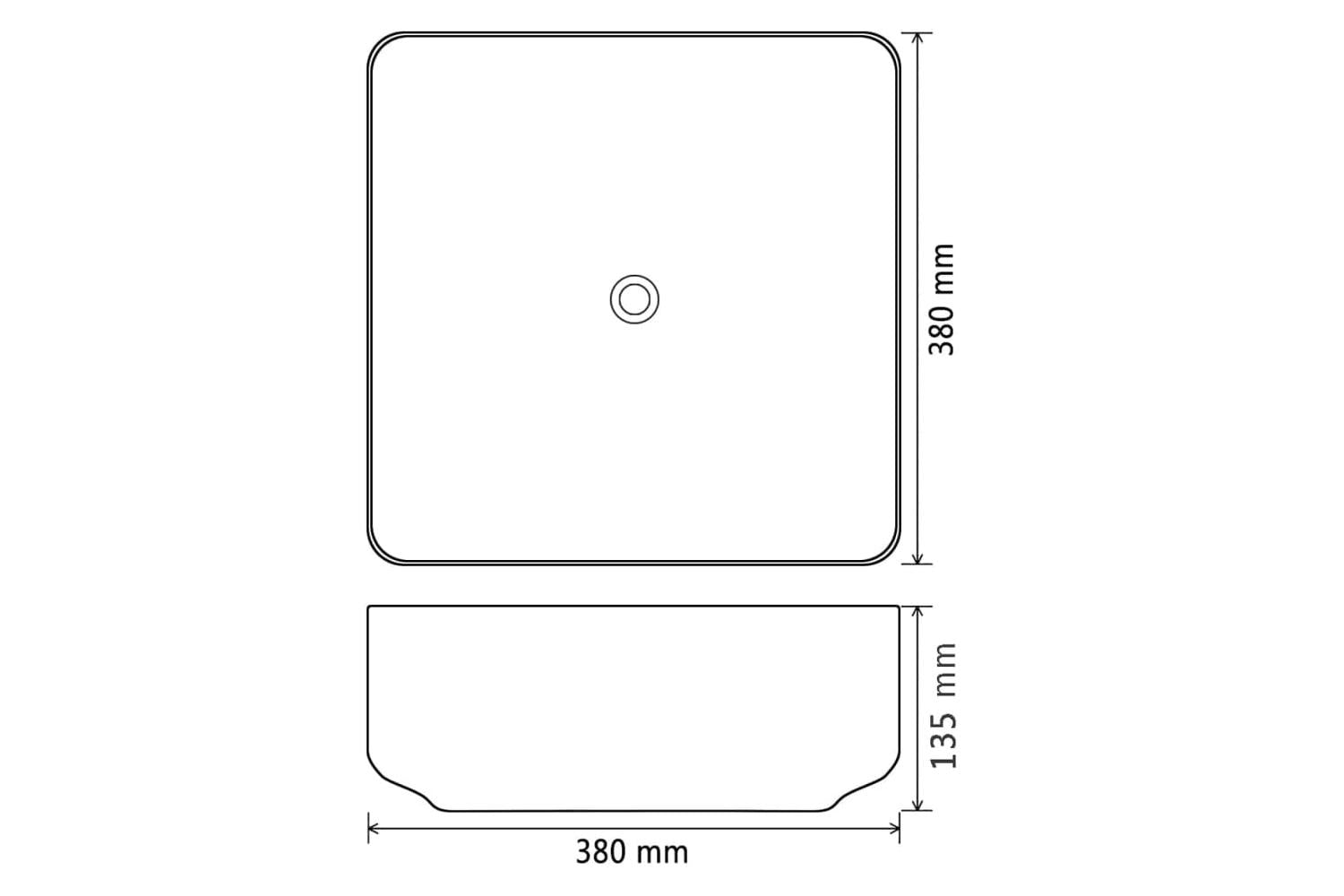 vidaXL 142733 Basin Ceramic Square Black 38x38x13.5cm-5