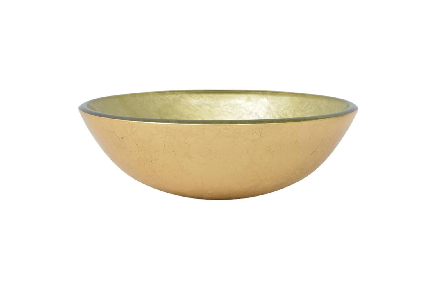 Vidaxl 142233 Basin Tempered Glass 42 Cm Gold-2