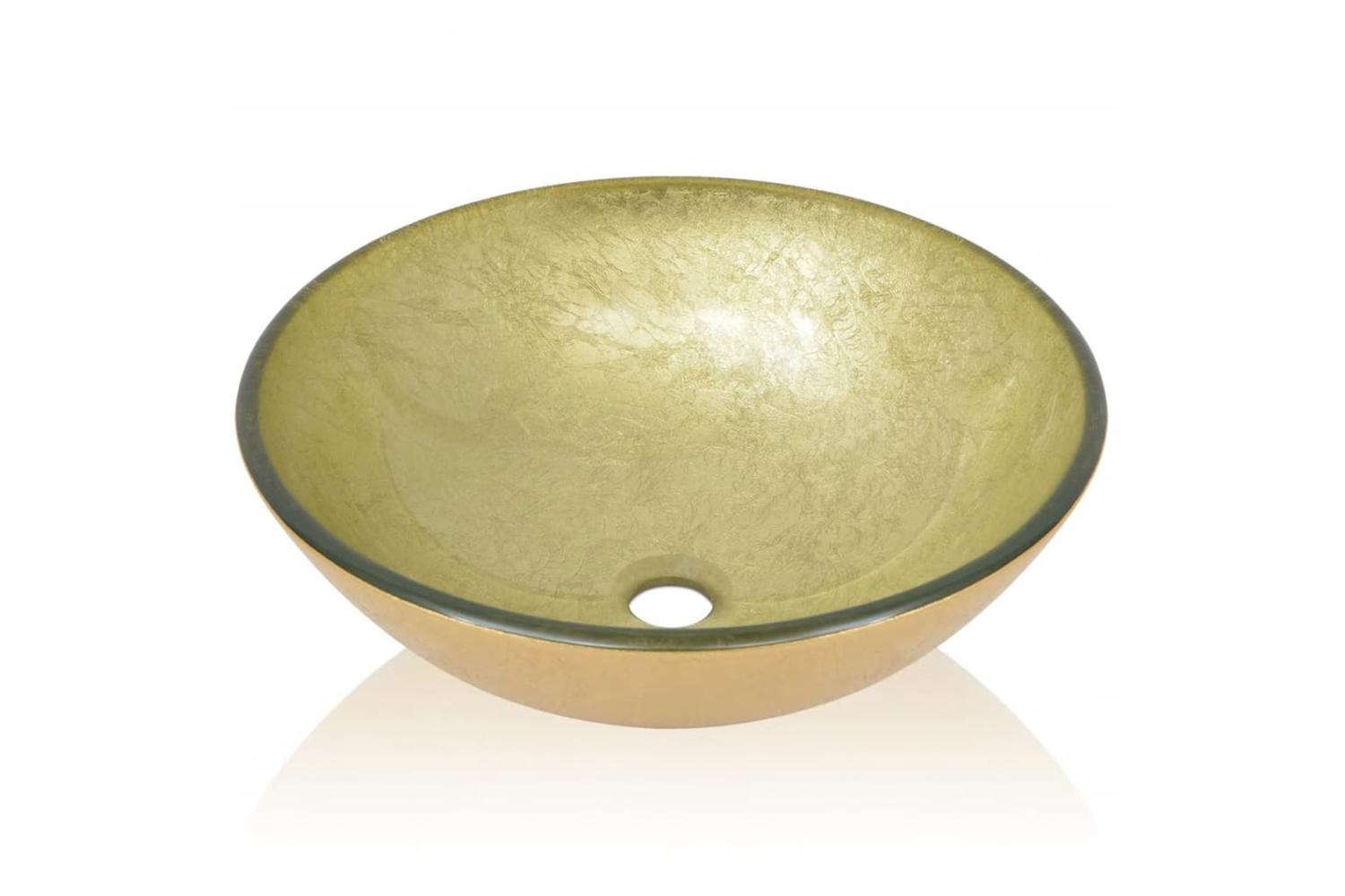 Vidaxl 142233 Basin Tempered Glass 42 Cm Gold-3