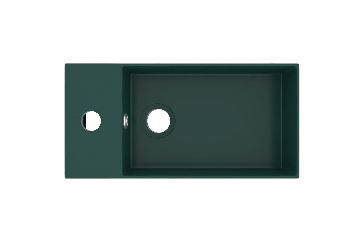 Vidaxl 146992 Bathroom Sink With Overflow Ceramic Dark Green-3