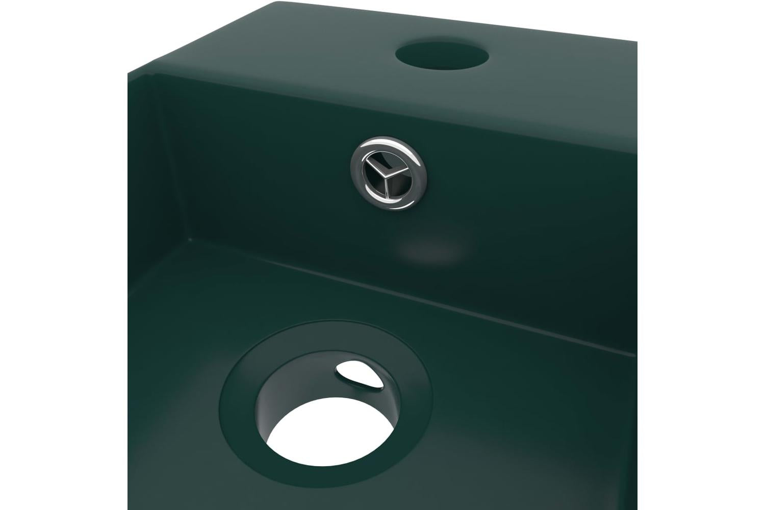 Vidaxl 146992 Bathroom Sink With Overflow Ceramic Dark Green-5