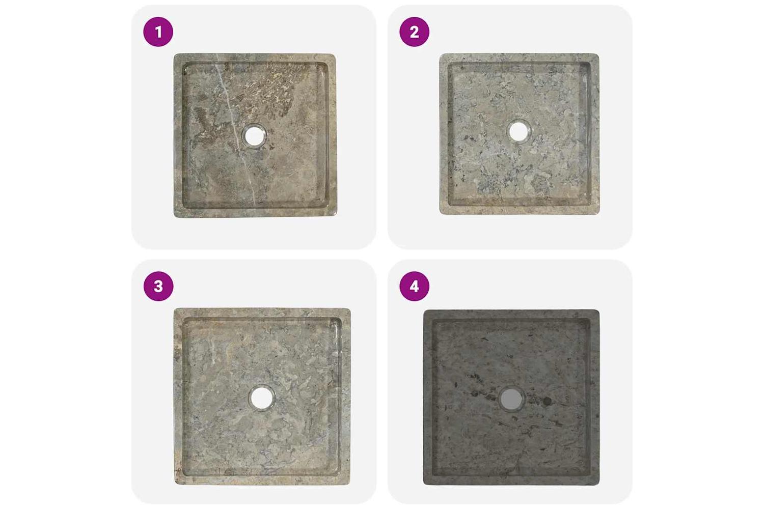 vidaXL 149170 Sink Grey 40x40x10cm Marble-6