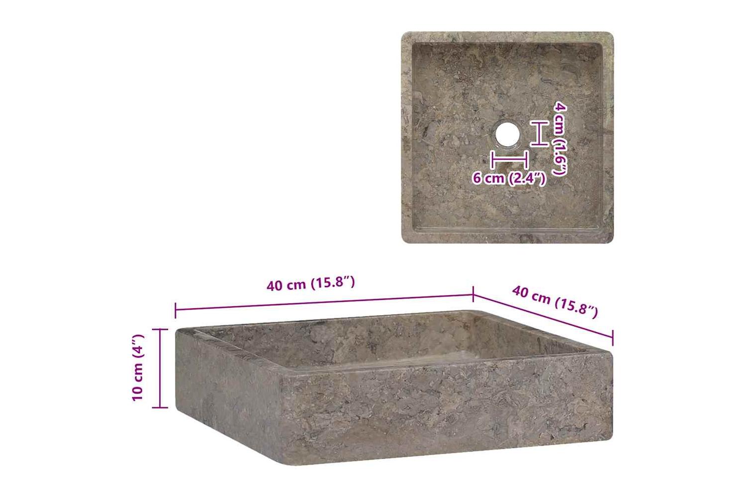 vidaXL 149170 Sink Grey 40x40x10cm Marble-7