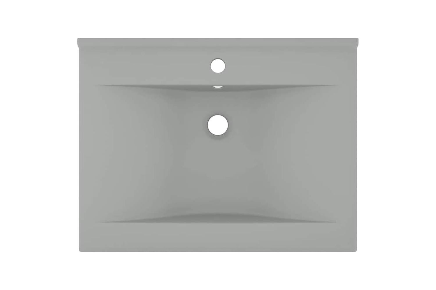 vidaXL 147026 Luxury Basin With Faucet Hole Matt Light Grey 60x46cm Ceramic-3