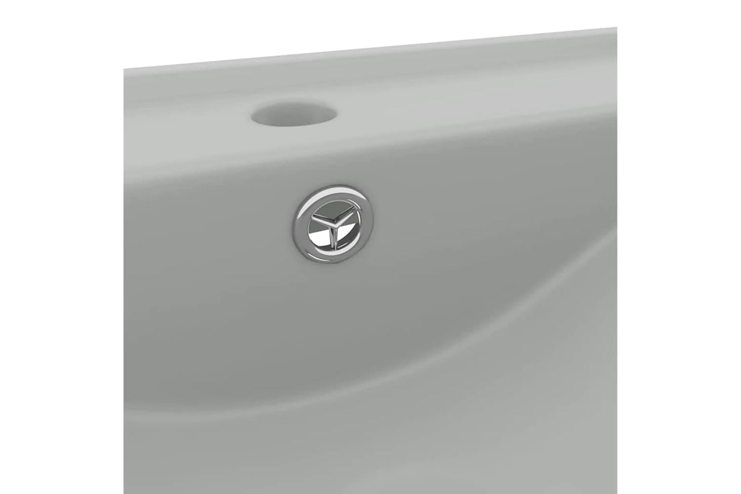 vidaXL 147026 Luxury Basin With Faucet Hole Matt Light Grey 60x46cm Ceramic-5