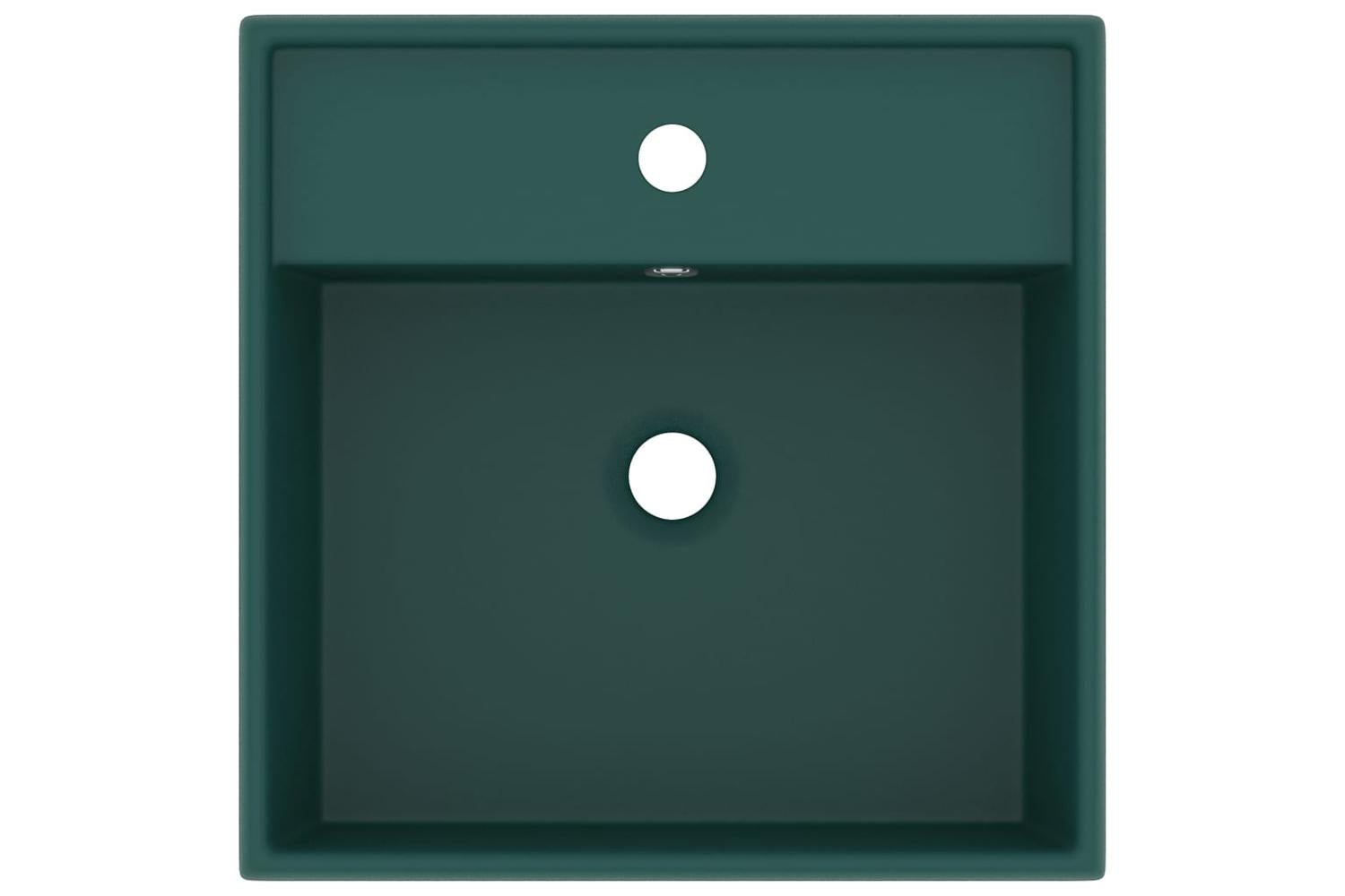 vidaXL 146948 Luxury Basin Overflow Square Matt Dark Green 41x41cm Ceramic-4