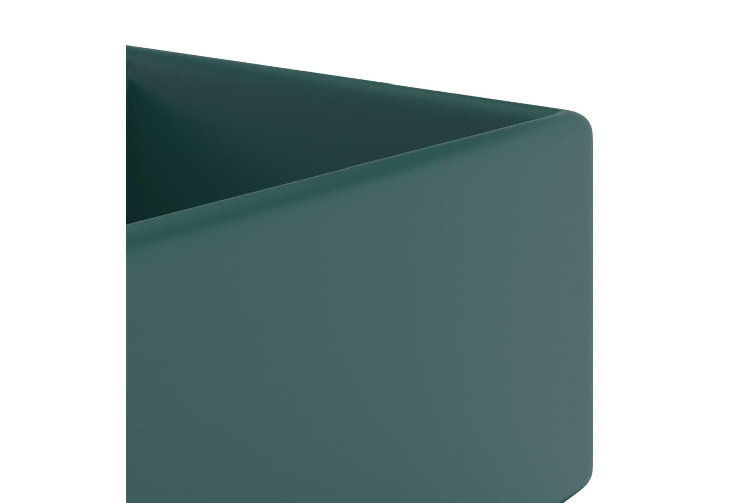 vidaXL 146948 Luxury Basin Overflow Square Matt Dark Green 41x41cm Ceramic-5