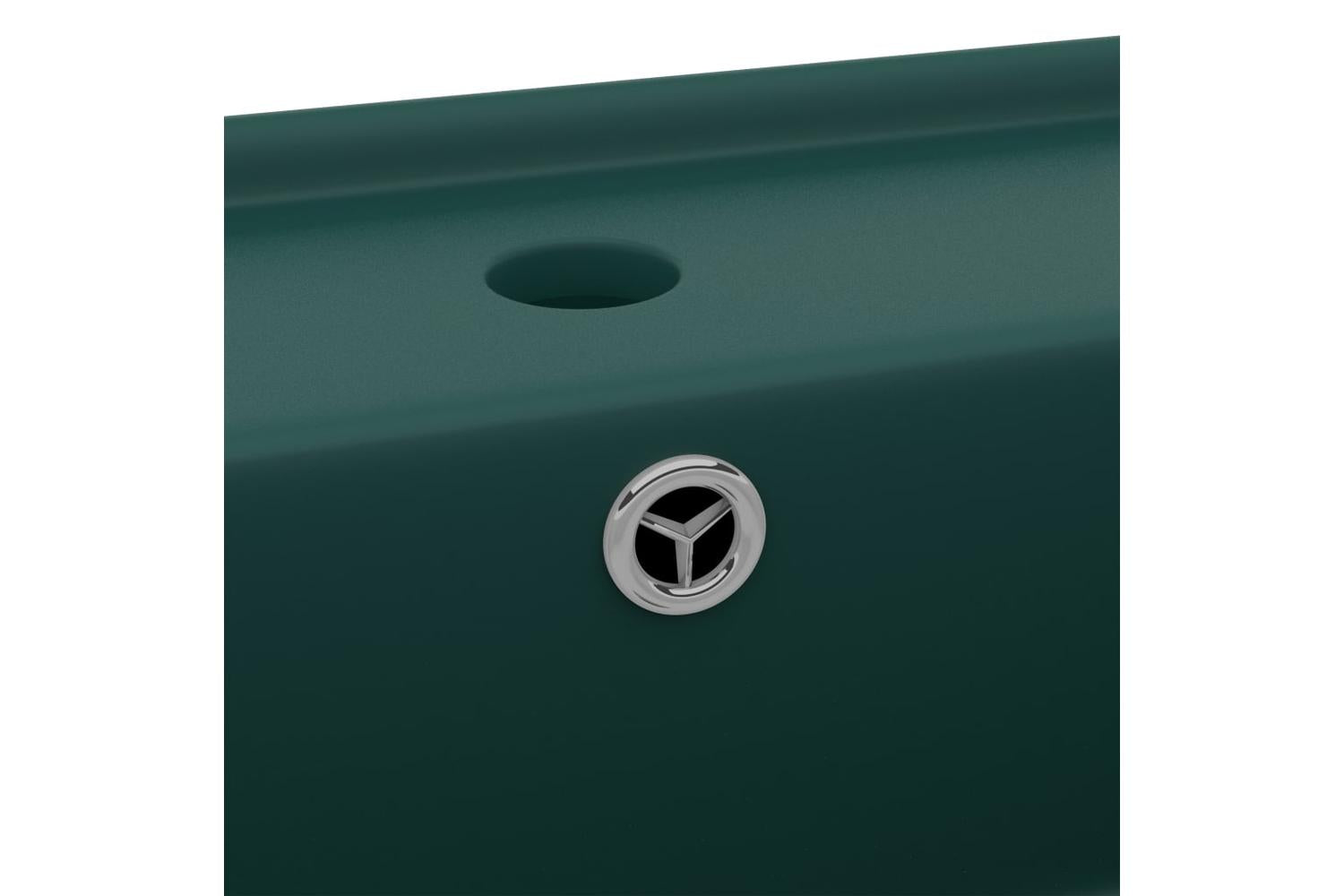 vidaXL 146948 Luxury Basin Overflow Square Matt Dark Green 41x41cm Ceramic-6