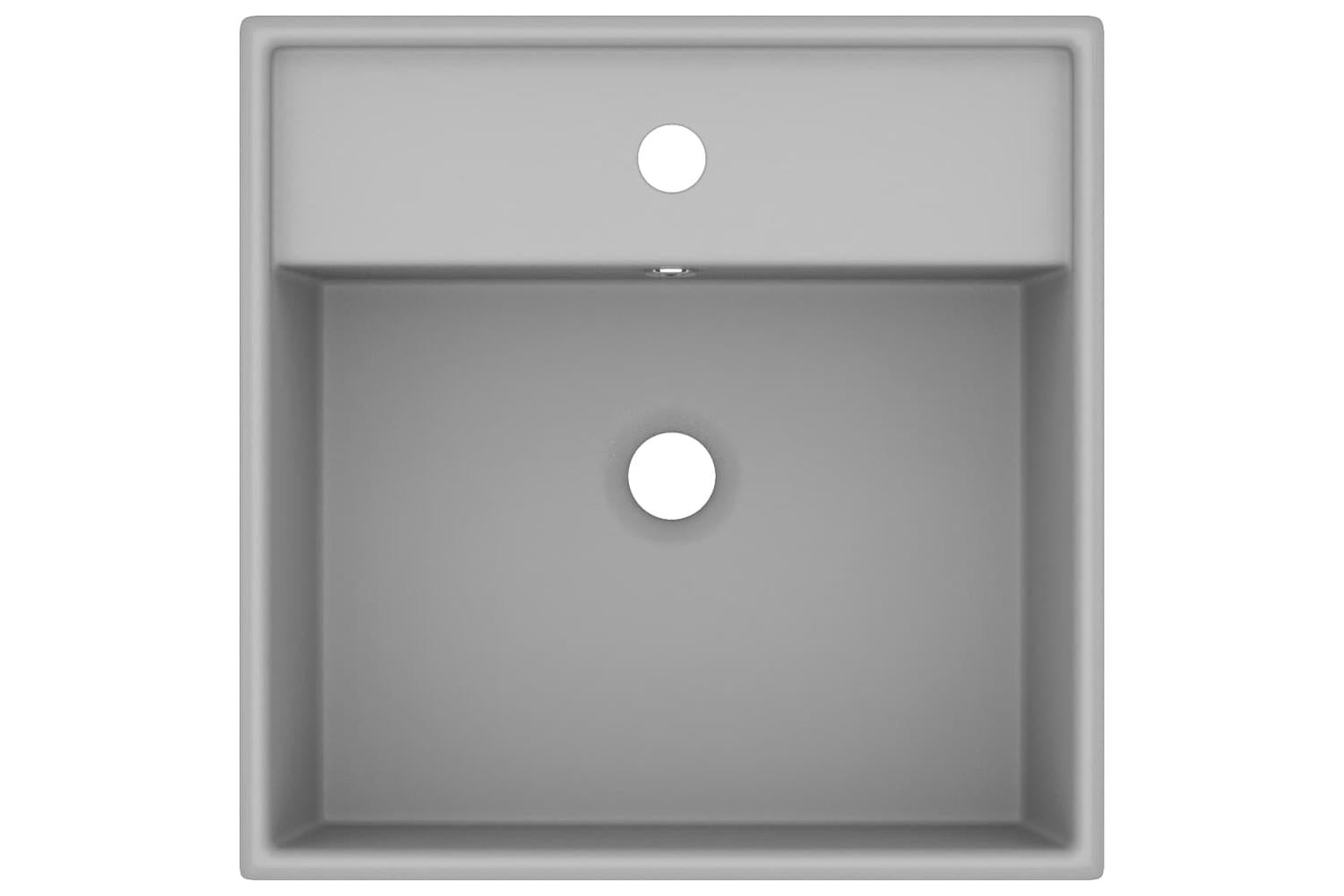 vidaXL 146949 Luxury Basin Overflow Square Matt Light Grey 41x41cm Ceramic-4