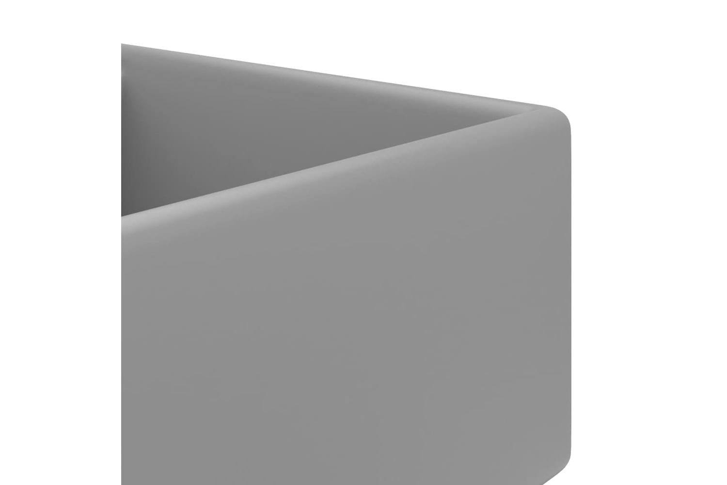 vidaXL 146949 Luxury Basin Overflow Square Matt Light Grey 41x41cm Ceramic-5