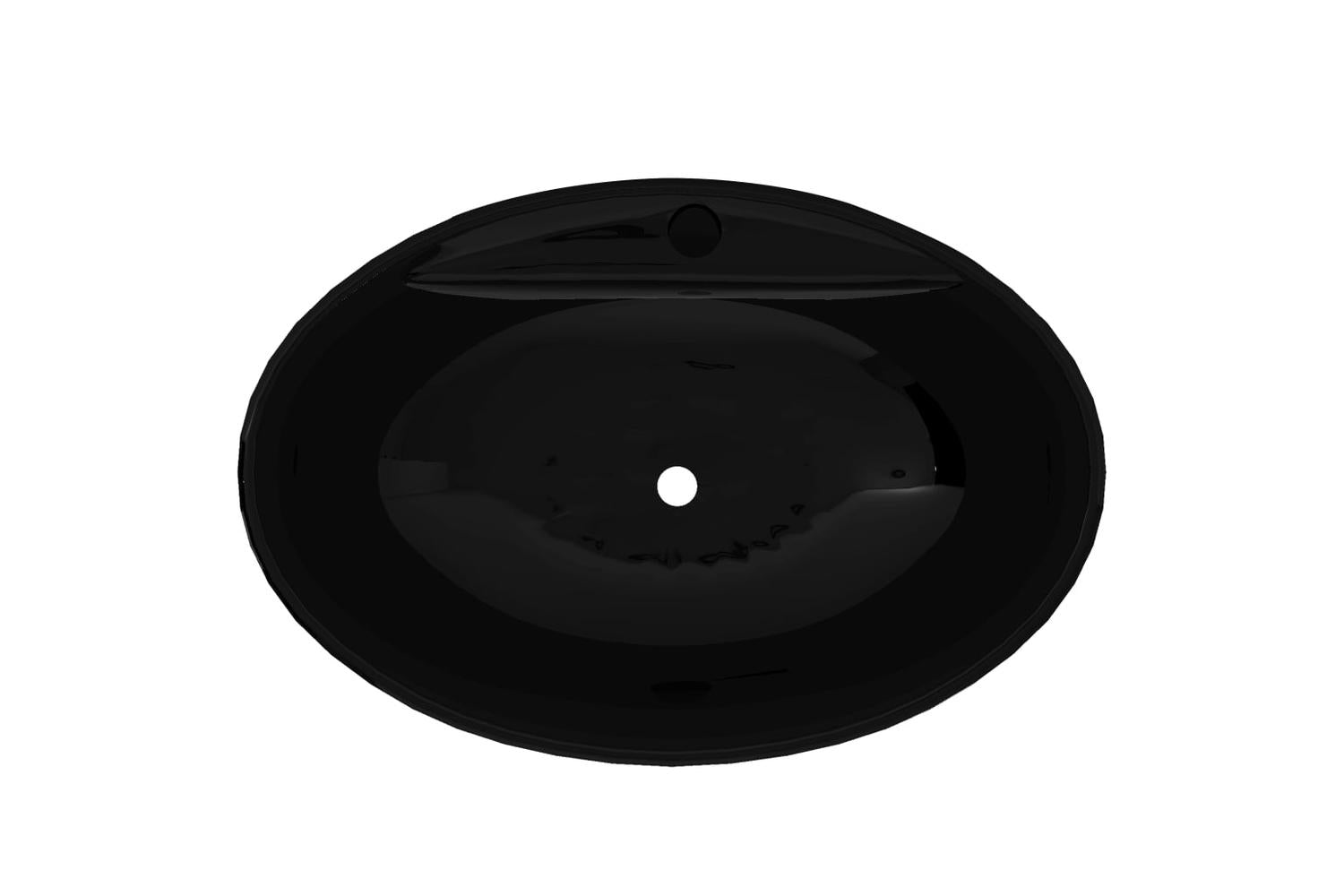 Vidaxl 141921 Ceramic Bathroom Sink Basin Faucet/overflow Hole Black Oval-3