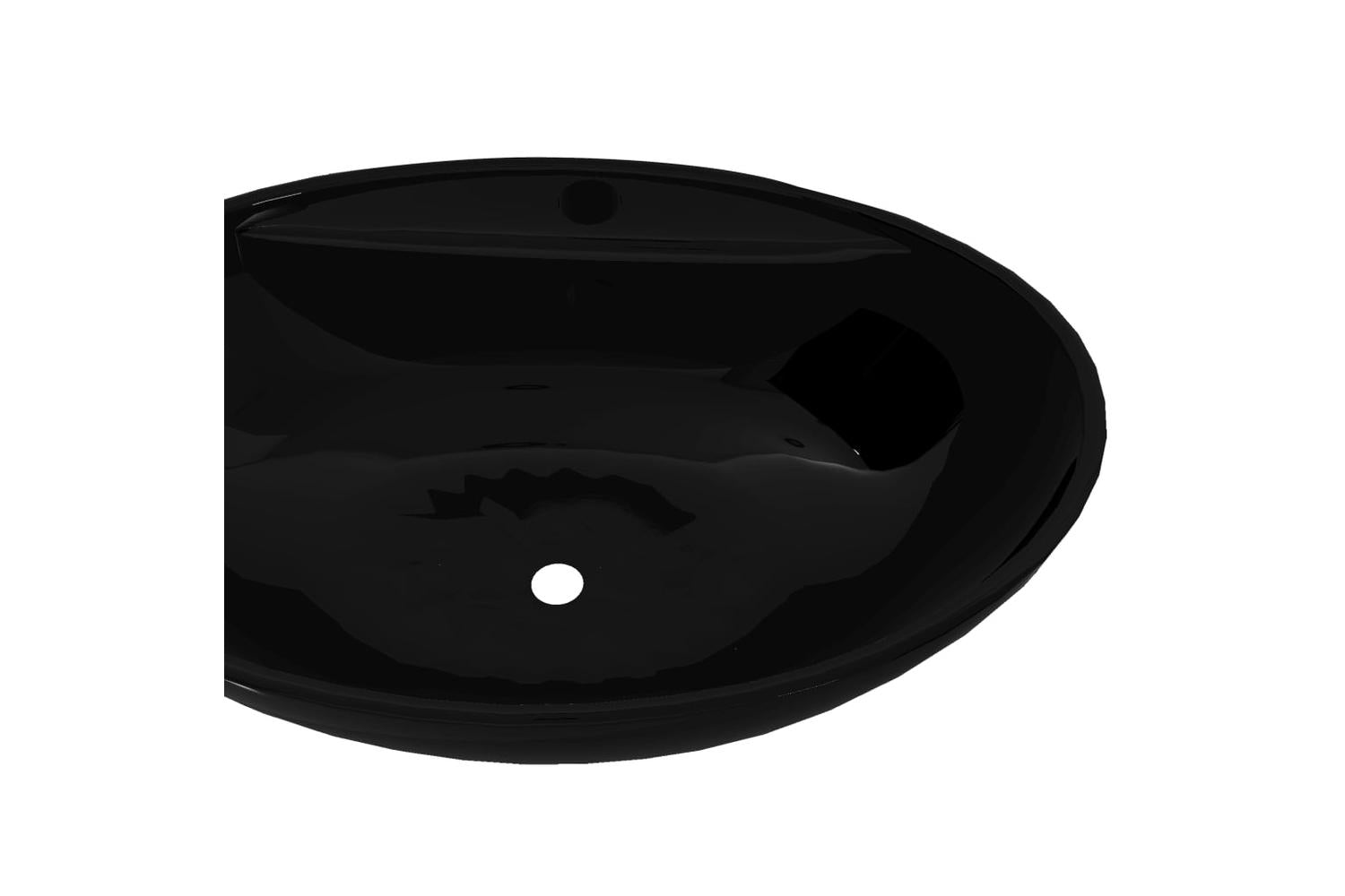 Vidaxl 141921 Ceramic Bathroom Sink Basin Faucet/overflow Hole Black Oval-4