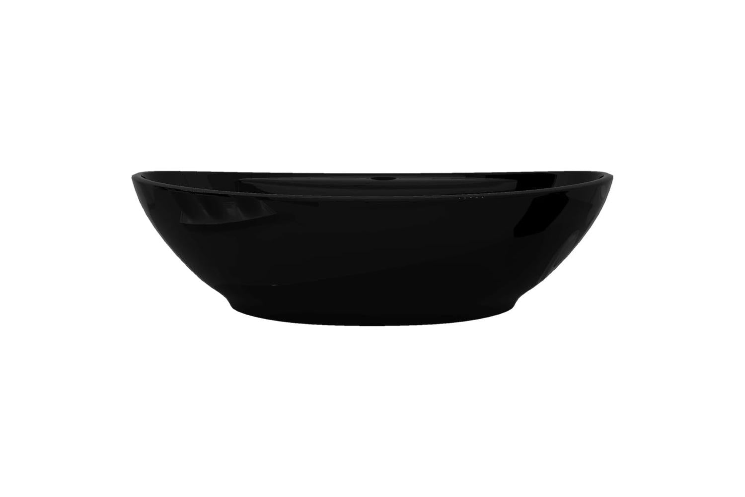 Vidaxl 141921 Ceramic Bathroom Sink Basin Faucet/overflow Hole Black Oval-5