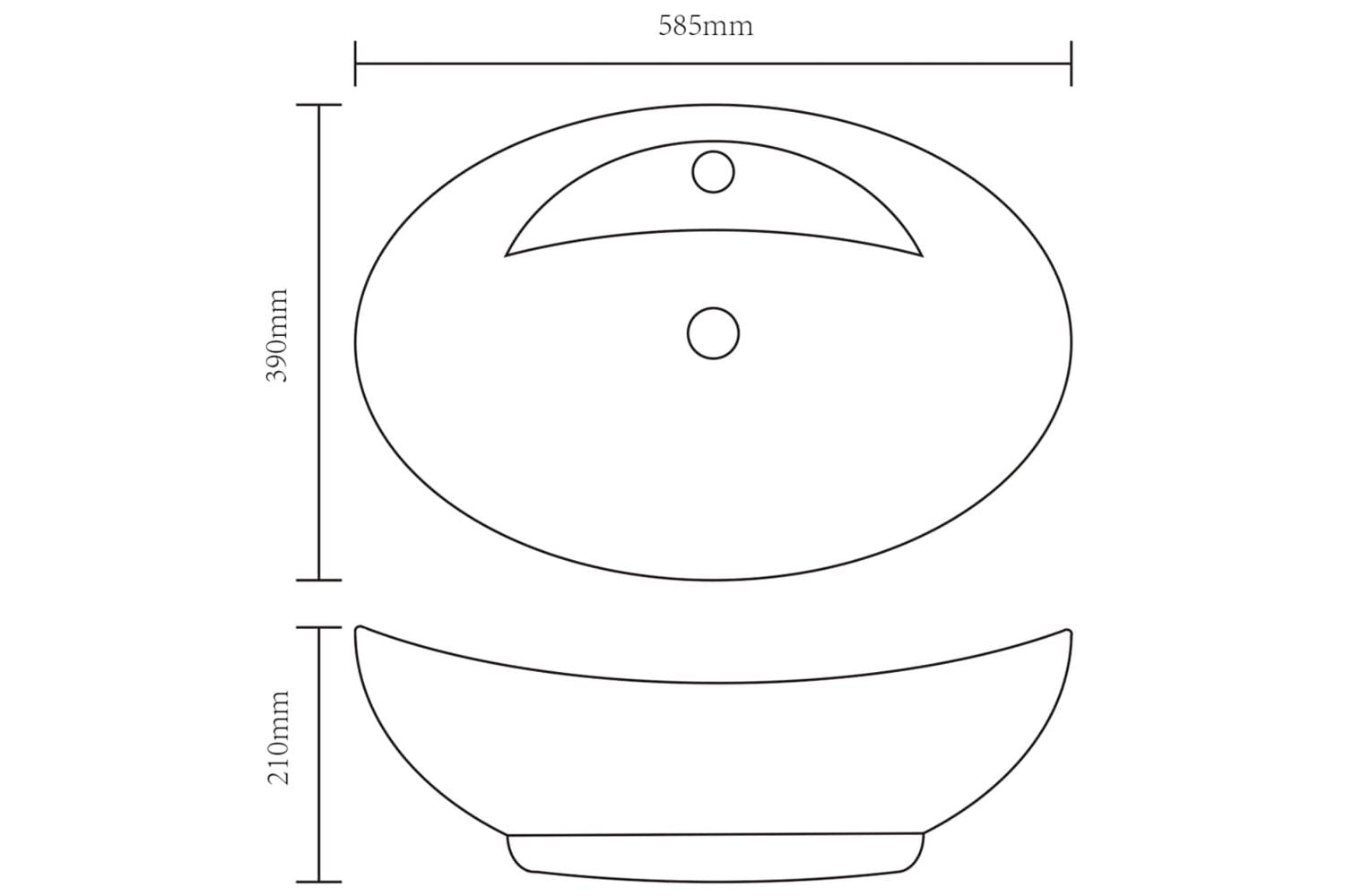Vidaxl 141921 Ceramic Bathroom Sink Basin Faucet/overflow Hole Black Oval-6