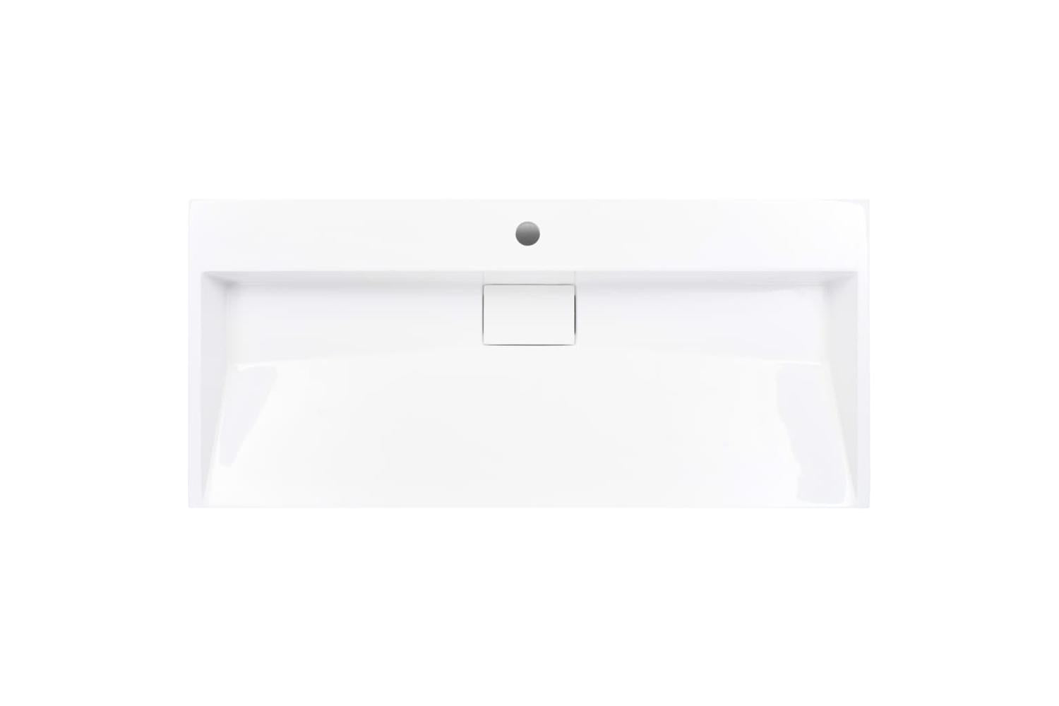 vidaXL 144066 Wash Basin 100x46x11cm Mineral Cast/marble Cast White-4