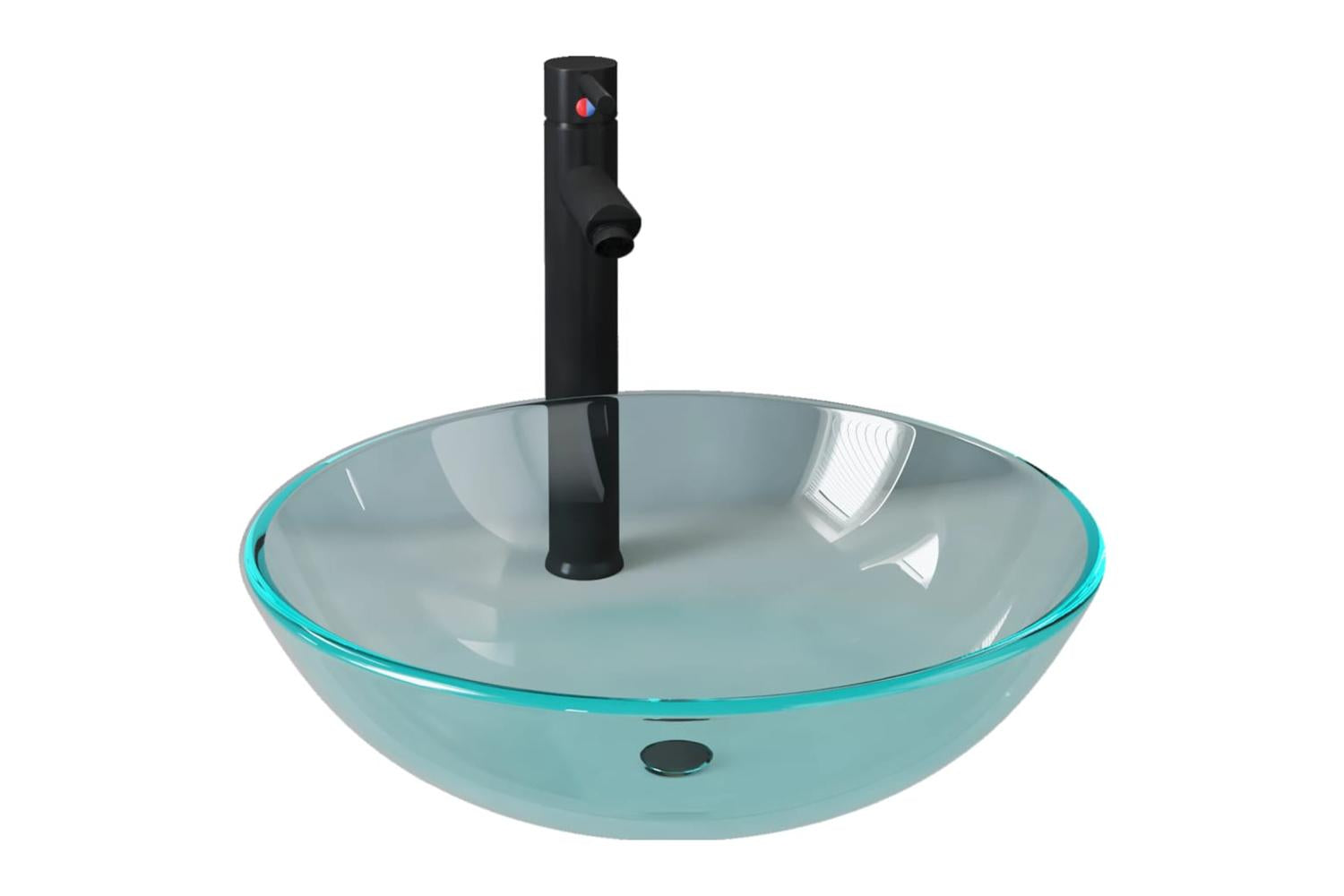 Vidaxl 3098440 Bathroom Sink With Tap And Push Drain Clear Tempered Glass-2