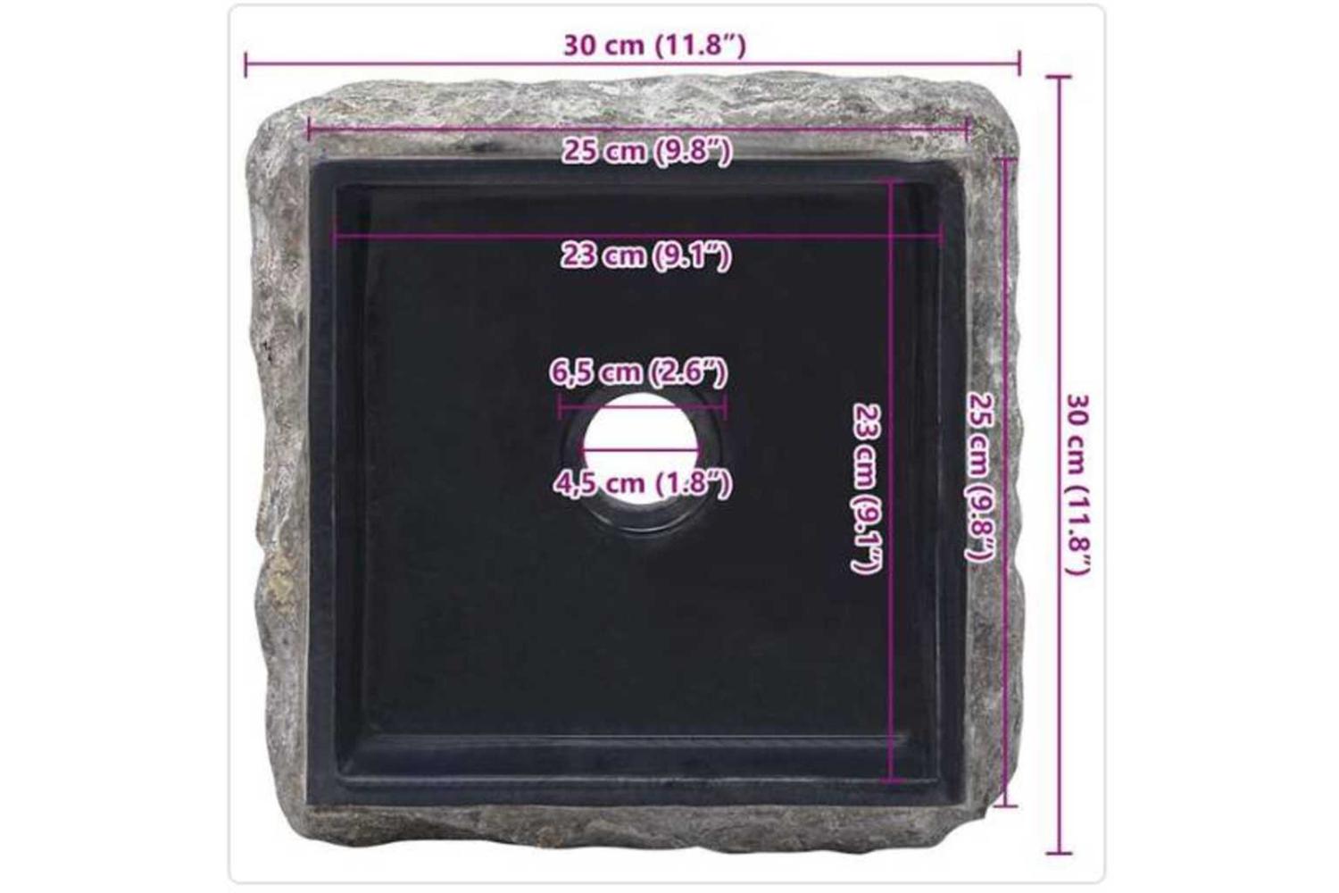 Vidaxl Sink Black 30x30x13 Cm Marble-10