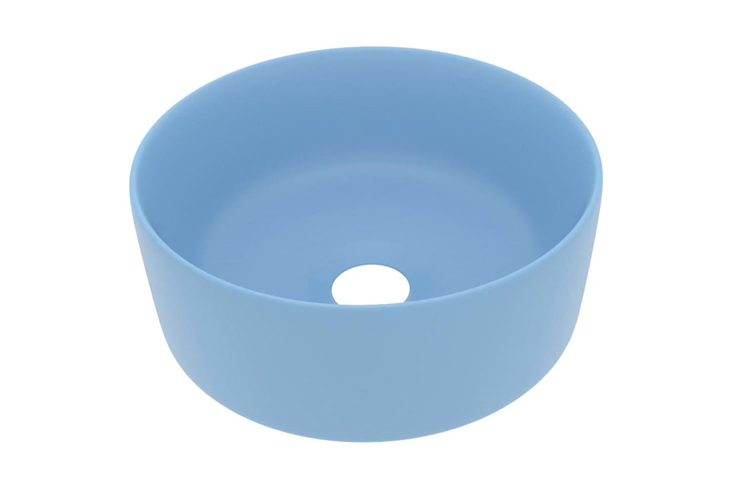 vidaXL 147011 Luxury Wash Basin Round Matt Light Blue 40x15cm Ceramic-2