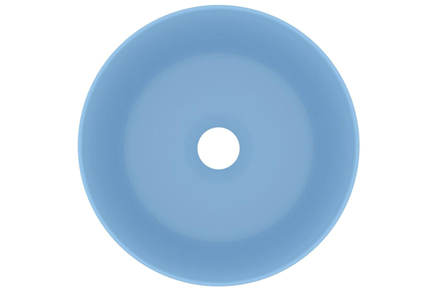 vidaXL 147011 Luxury Wash Basin Round Matt Light Blue 40x15cm Ceramic-3
