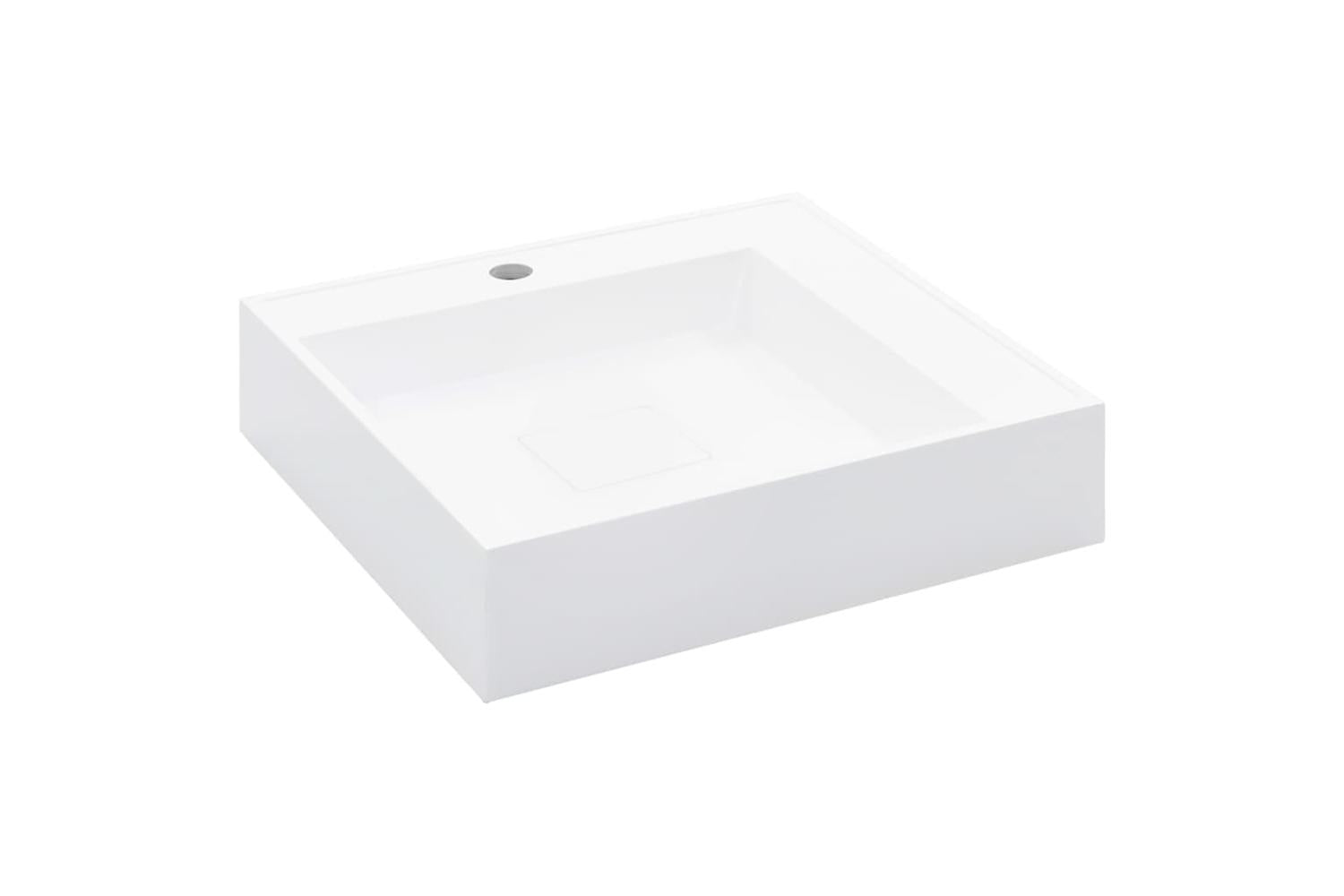 vidaXL 144071 Wash Basin 50x50x12.3cm Mineral Cast/marble Cast White-2