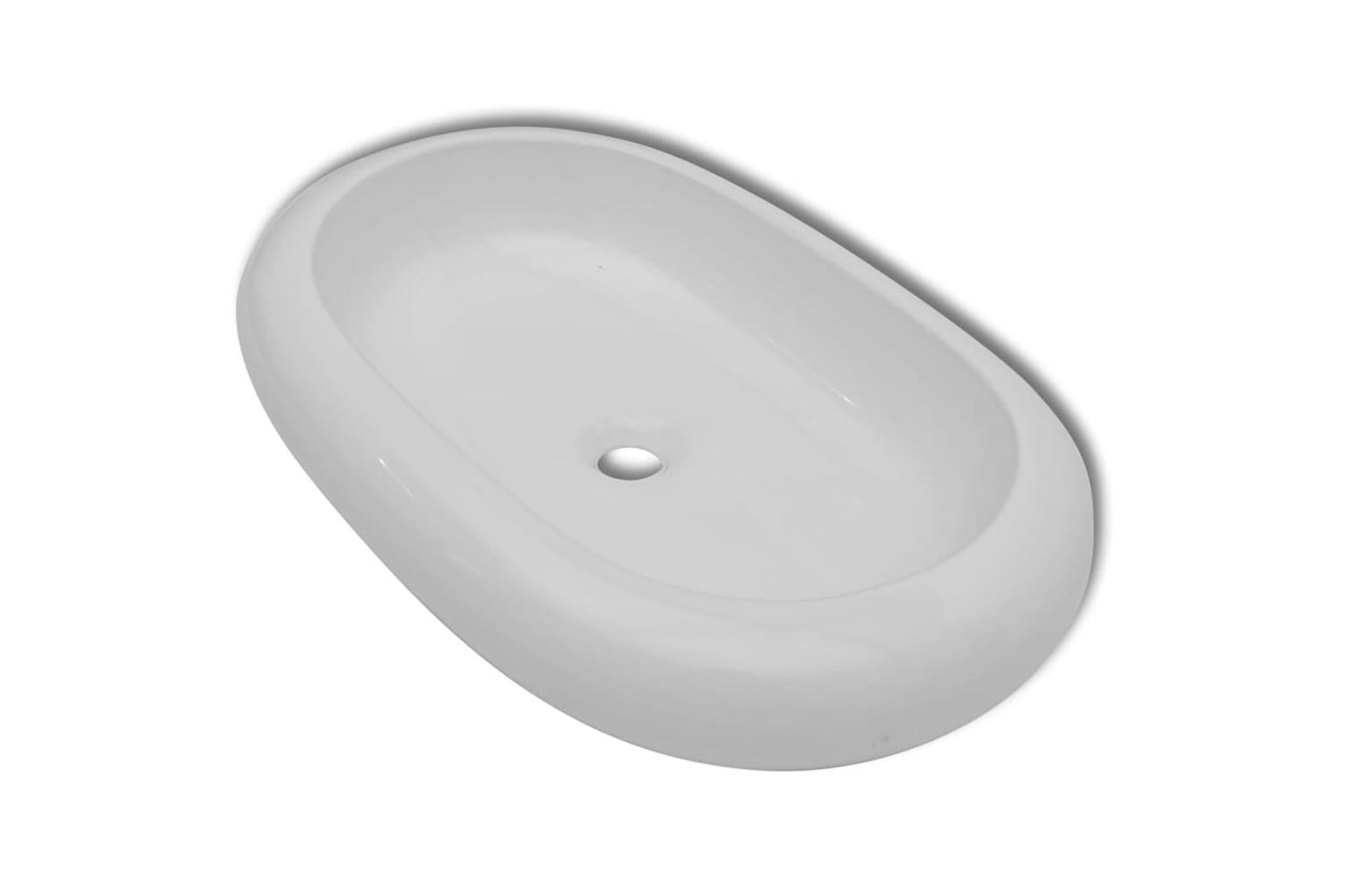 vidaXL 140673 Luxury Ceramic Basin Oval-shaped Sink White 63 X 42cm-2