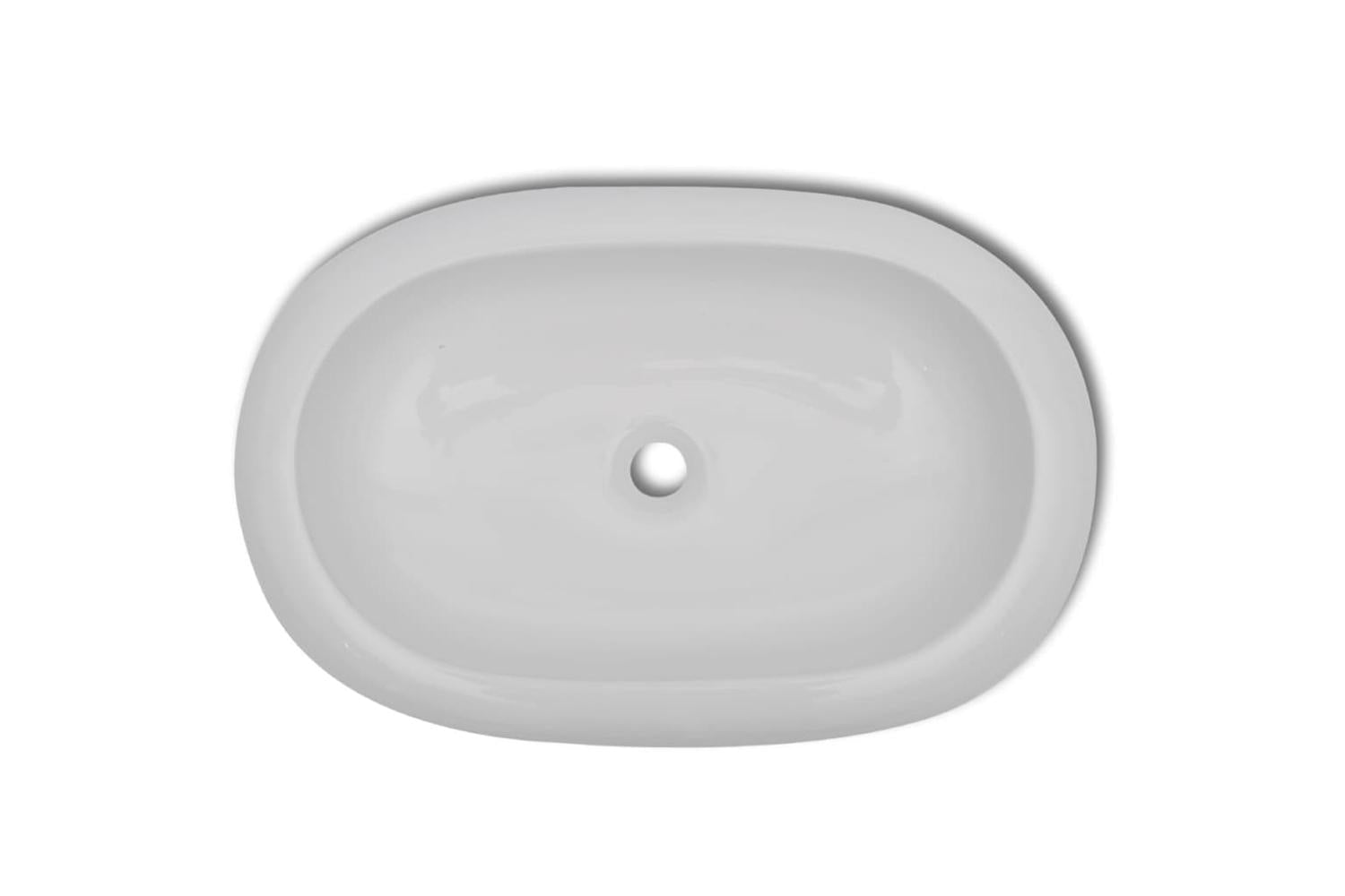 vidaXL 140673 Luxury Ceramic Basin Oval-shaped Sink White 63 X 42cm-3