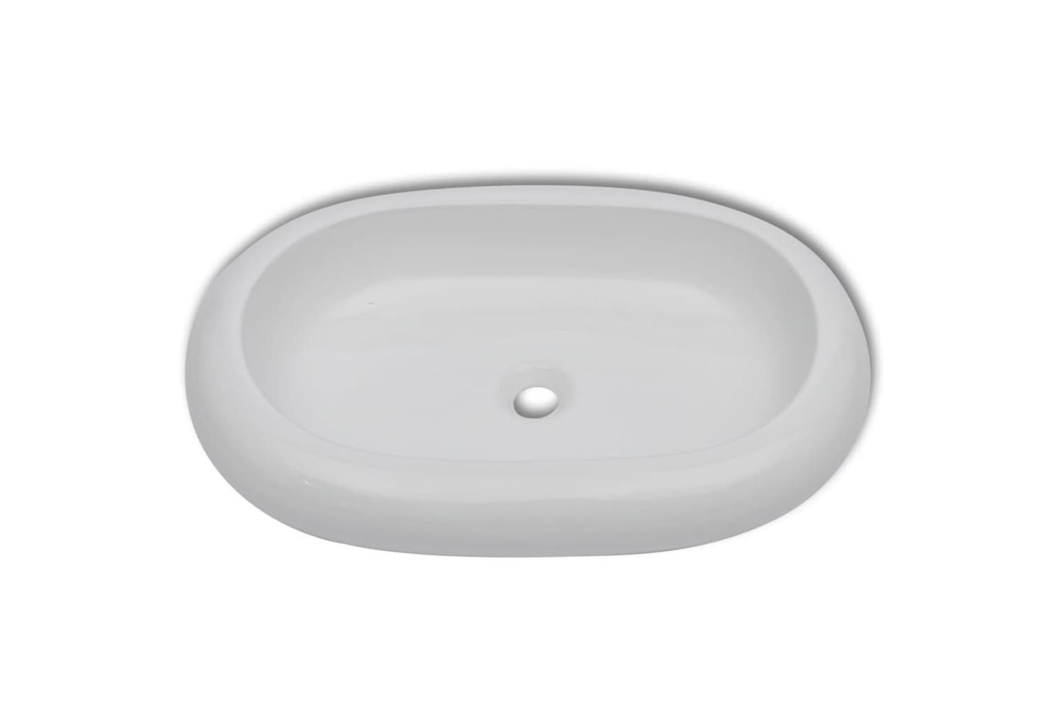 vidaXL 140673 Luxury Ceramic Basin Oval-shaped Sink White 63 X 42cm-4