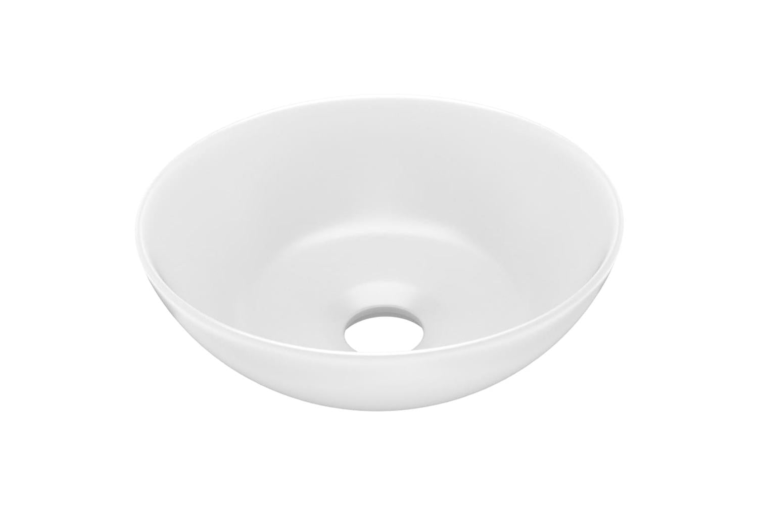 Vidaxl 146976 Bathroom Sink Ceramic Matt White Round-2