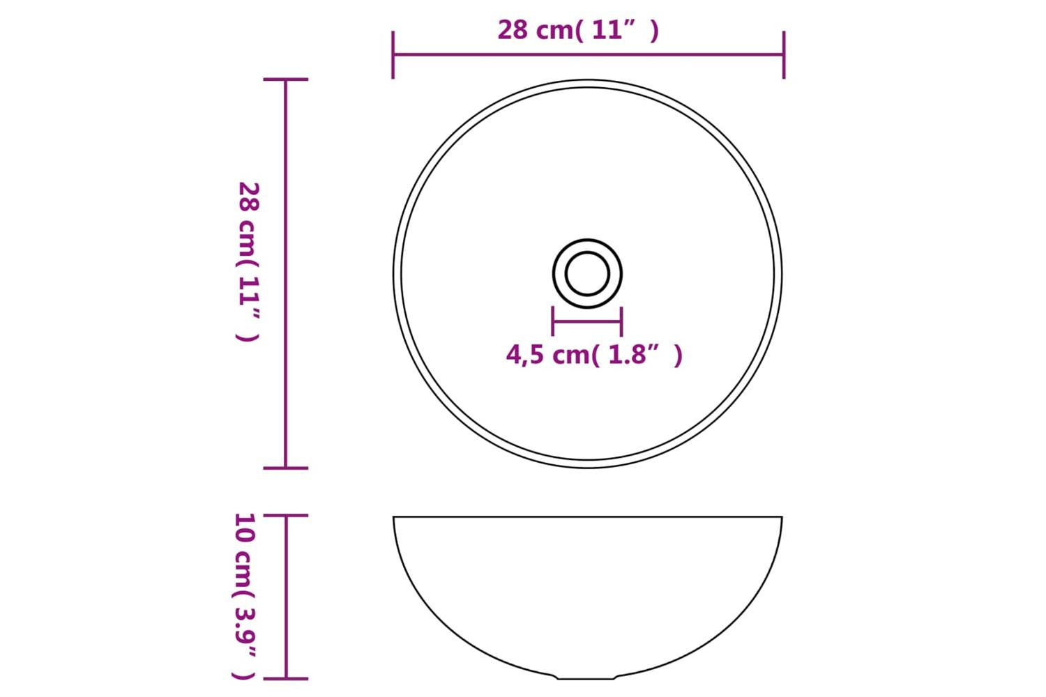 Vidaxl 146976 Bathroom Sink Ceramic Matt White Round-6