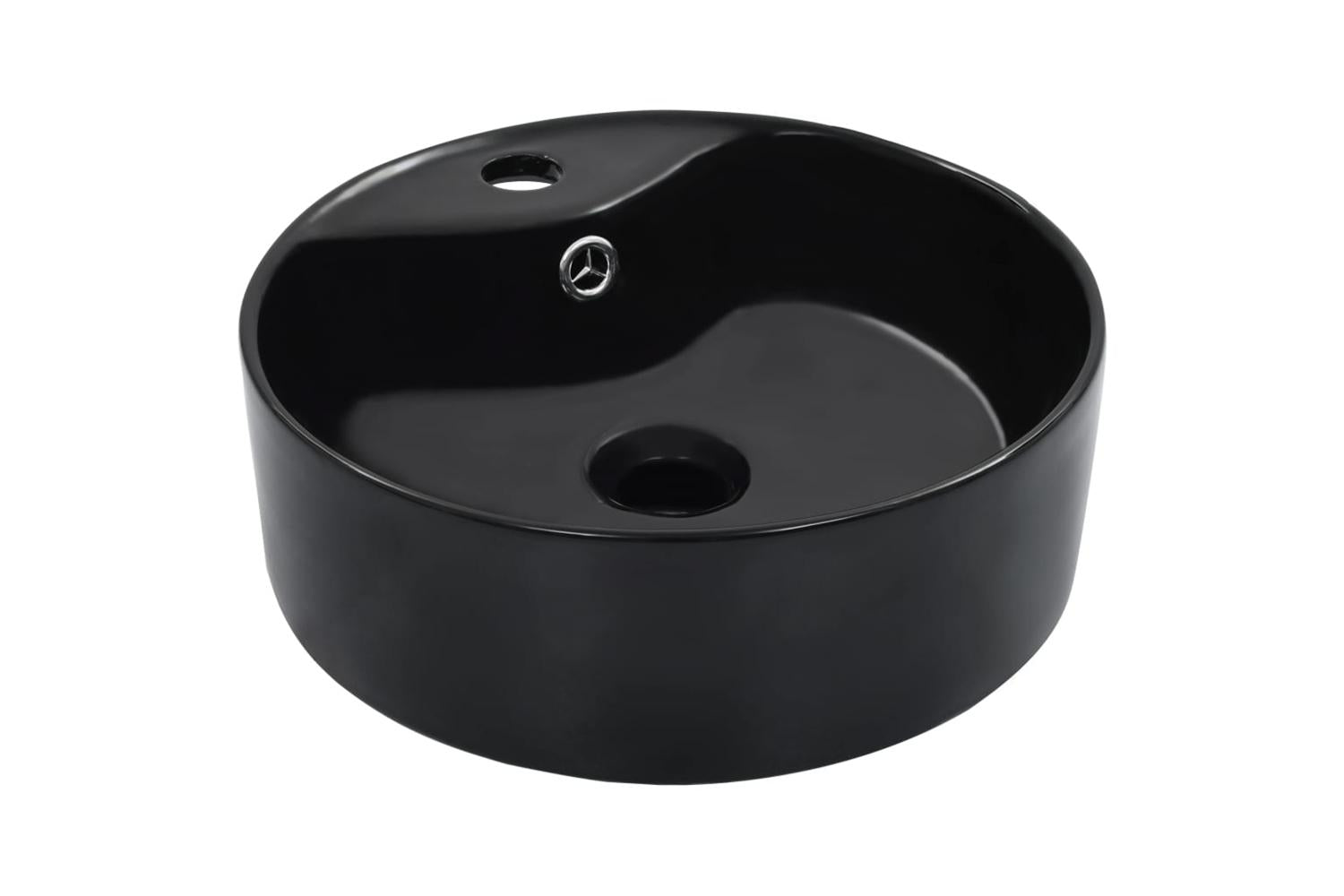 Vidaxl Wash Basin With Overflow 36x13 Cm Ceramic Black