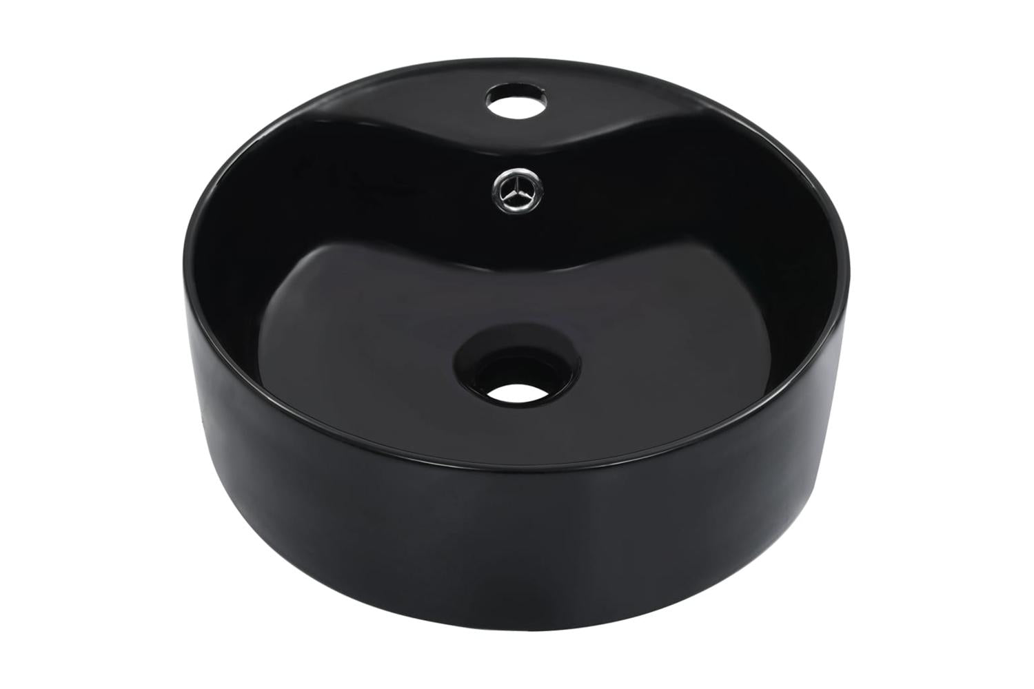 Vidaxl Wash Basin With Overflow 36x13 Cm Ceramic Black-2