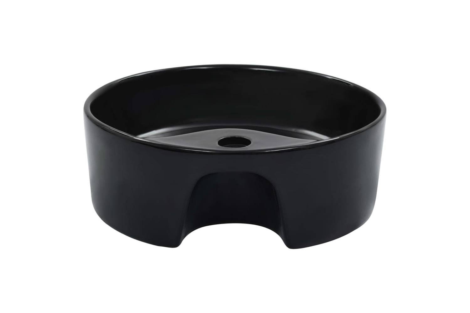 Vidaxl Wash Basin With Overflow 36x13 Cm Ceramic Black-3