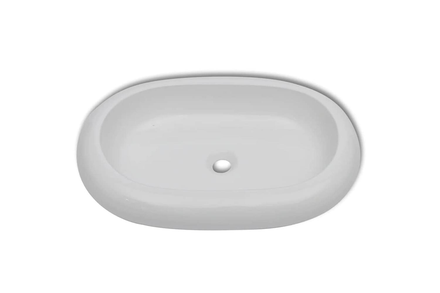 Vidaxl 275496 Bathroom Basin With Mixer Tap Ceramic Oval White-3