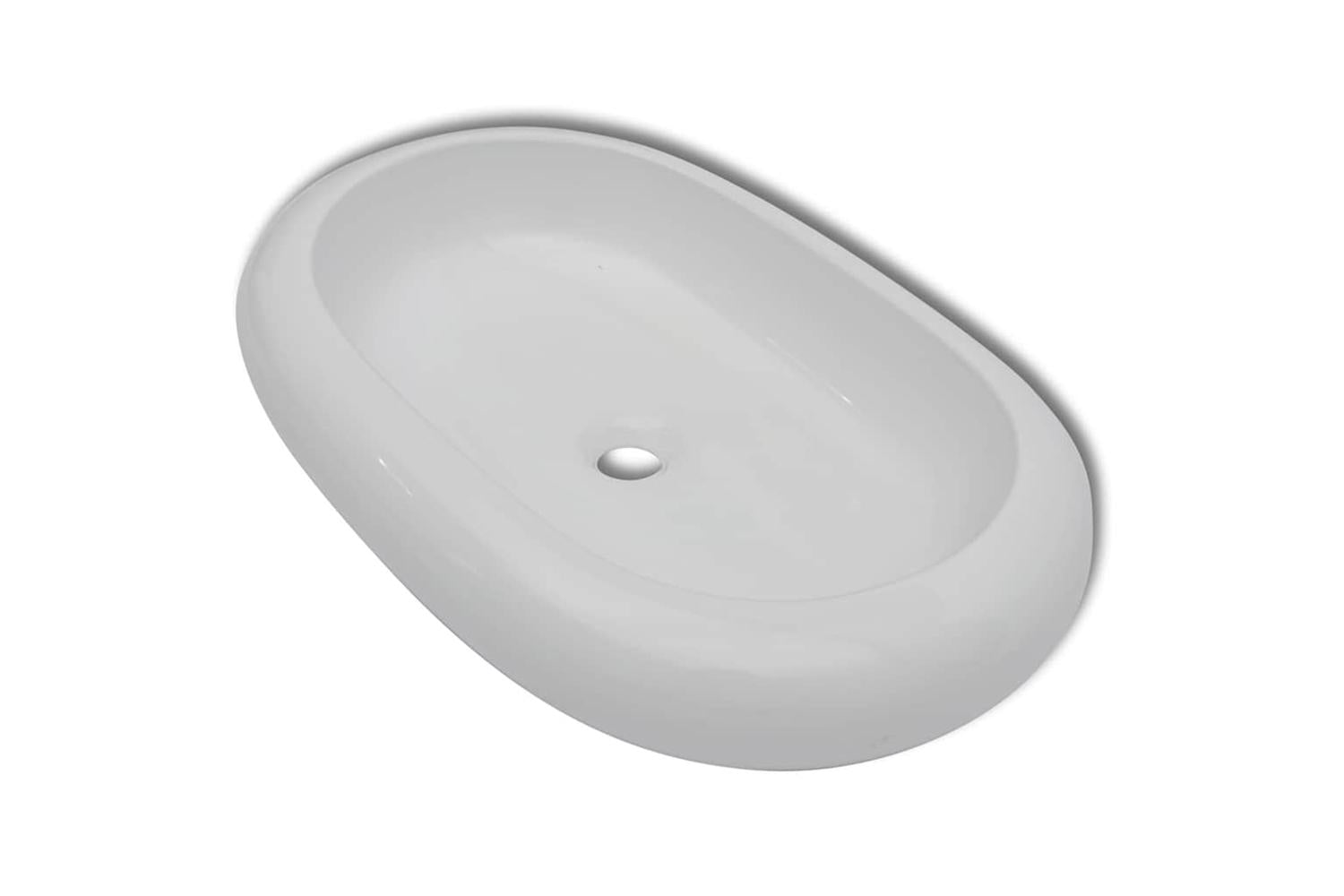 Vidaxl 275496 Bathroom Basin With Mixer Tap Ceramic Oval White-4
