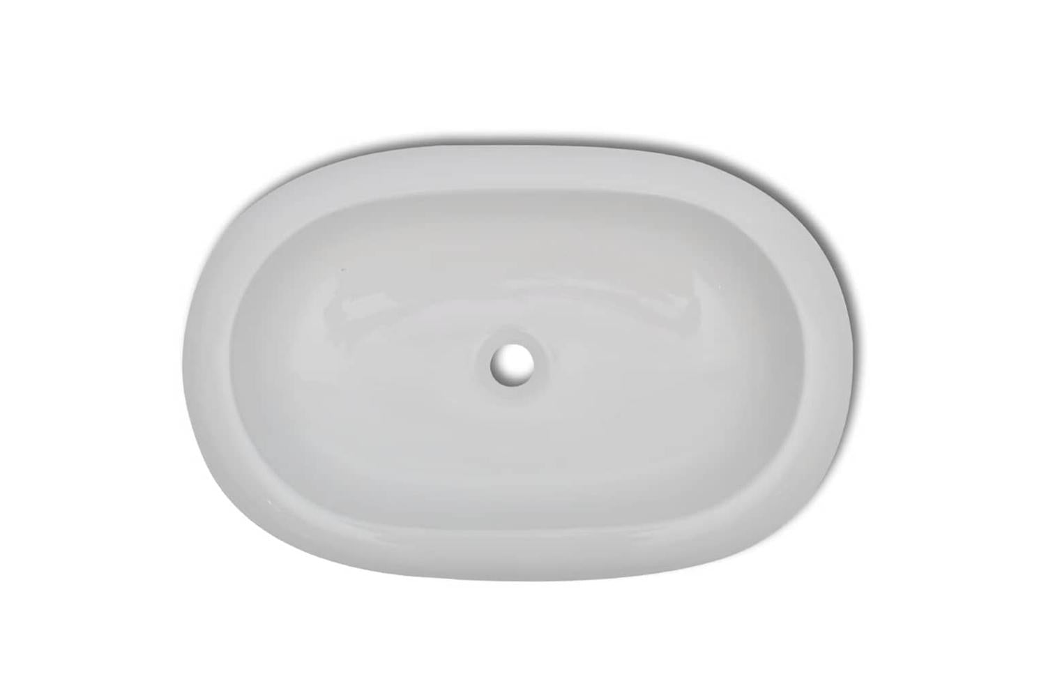 Vidaxl 275496 Bathroom Basin With Mixer Tap Ceramic Oval White-6