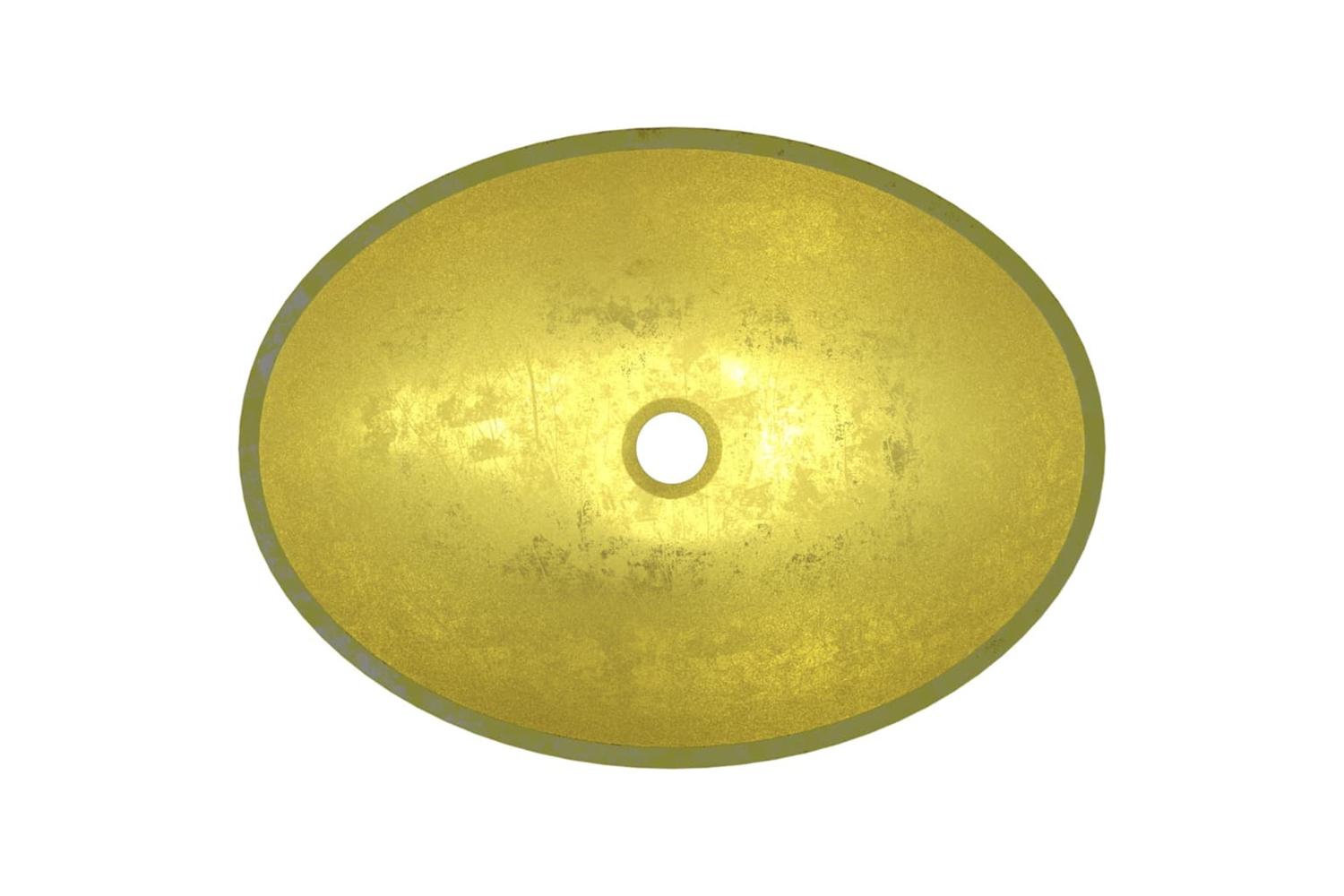vidaXL 345261 Basin Glass 50x37x14cm Gold-5