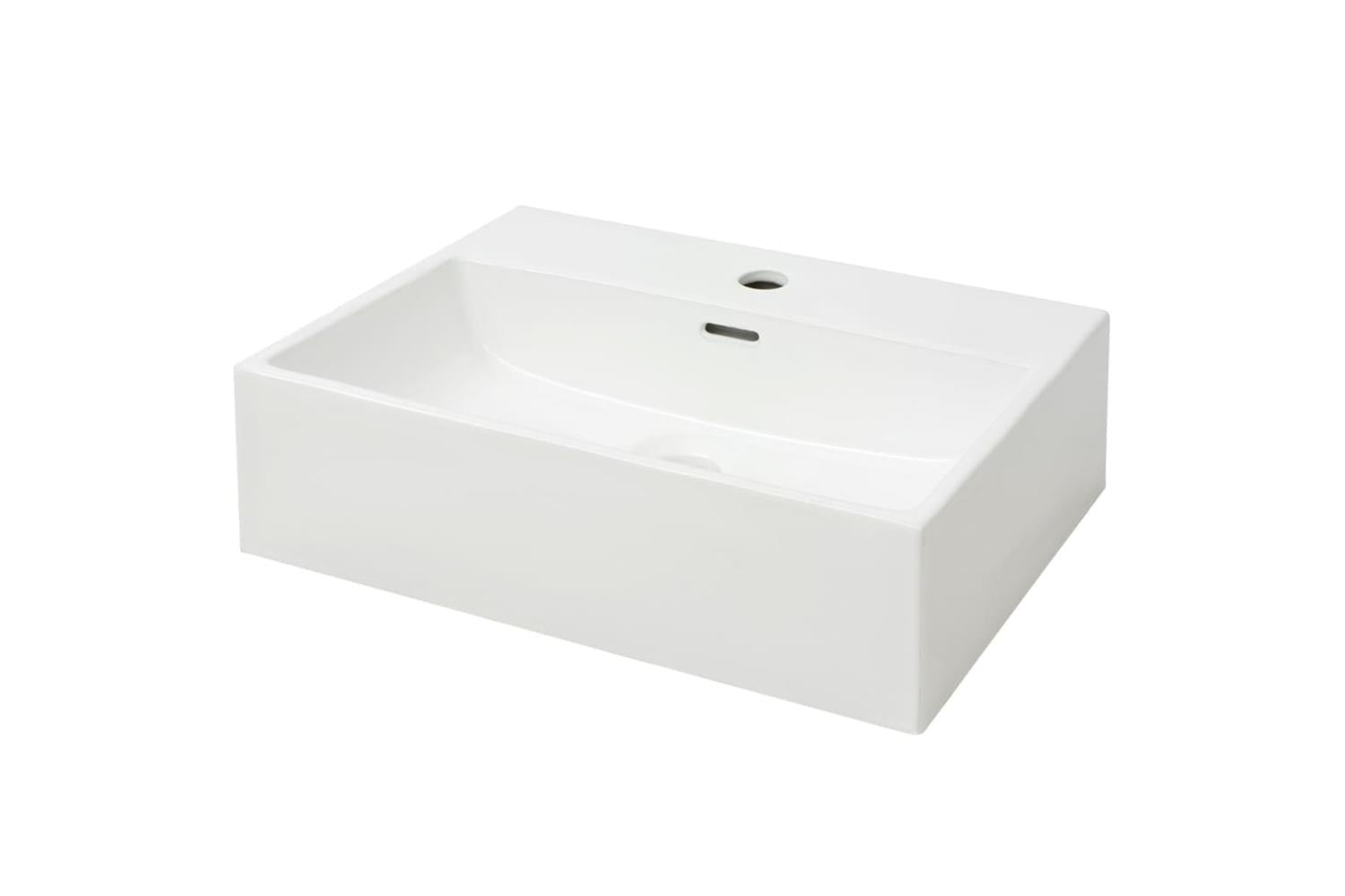 vidaXL 142346 Basin With Faucet Hole Ceramic White 51.5x38.5x15cm