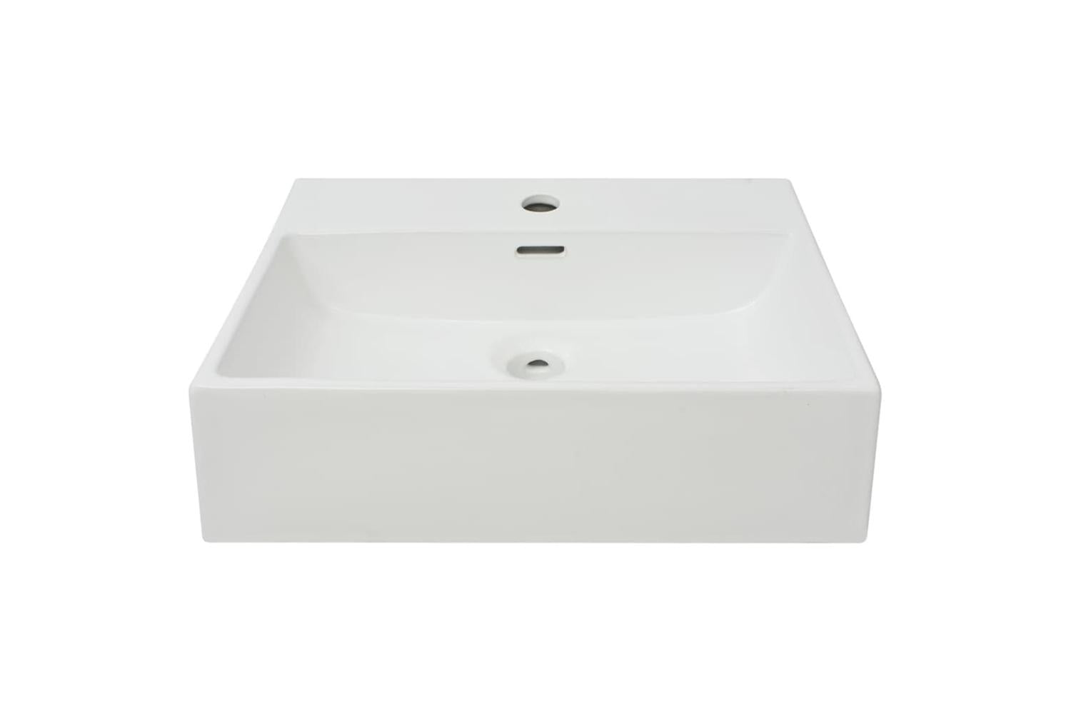 vidaXL 142346 Basin With Faucet Hole Ceramic White 51.5x38.5x15cm-3