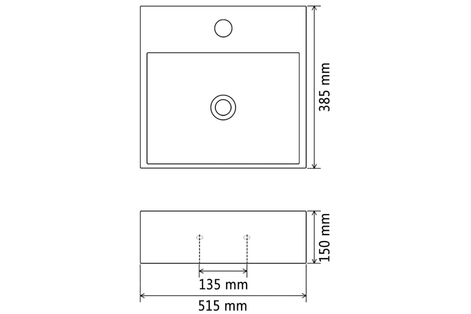 vidaXL 142346 Basin With Faucet Hole Ceramic White 51.5x38.5x15cm-6