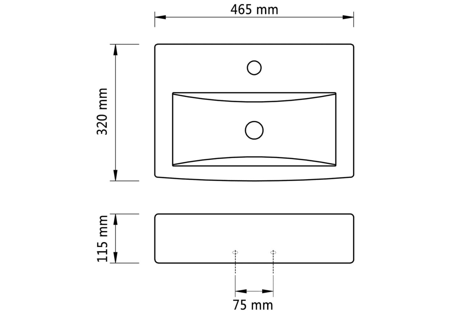 Vidaxl 141933 Ceramic Bathroom Sink Basin Faucet/overflow Hole Black Rectangular-6