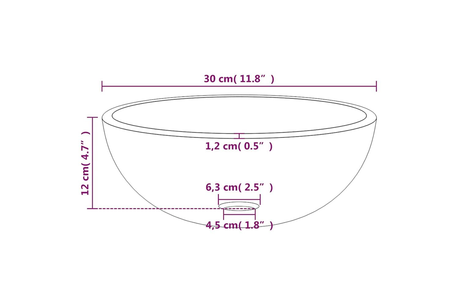 vidaXL 345259 Basin Tempered Glass 30x12cm Gold-5